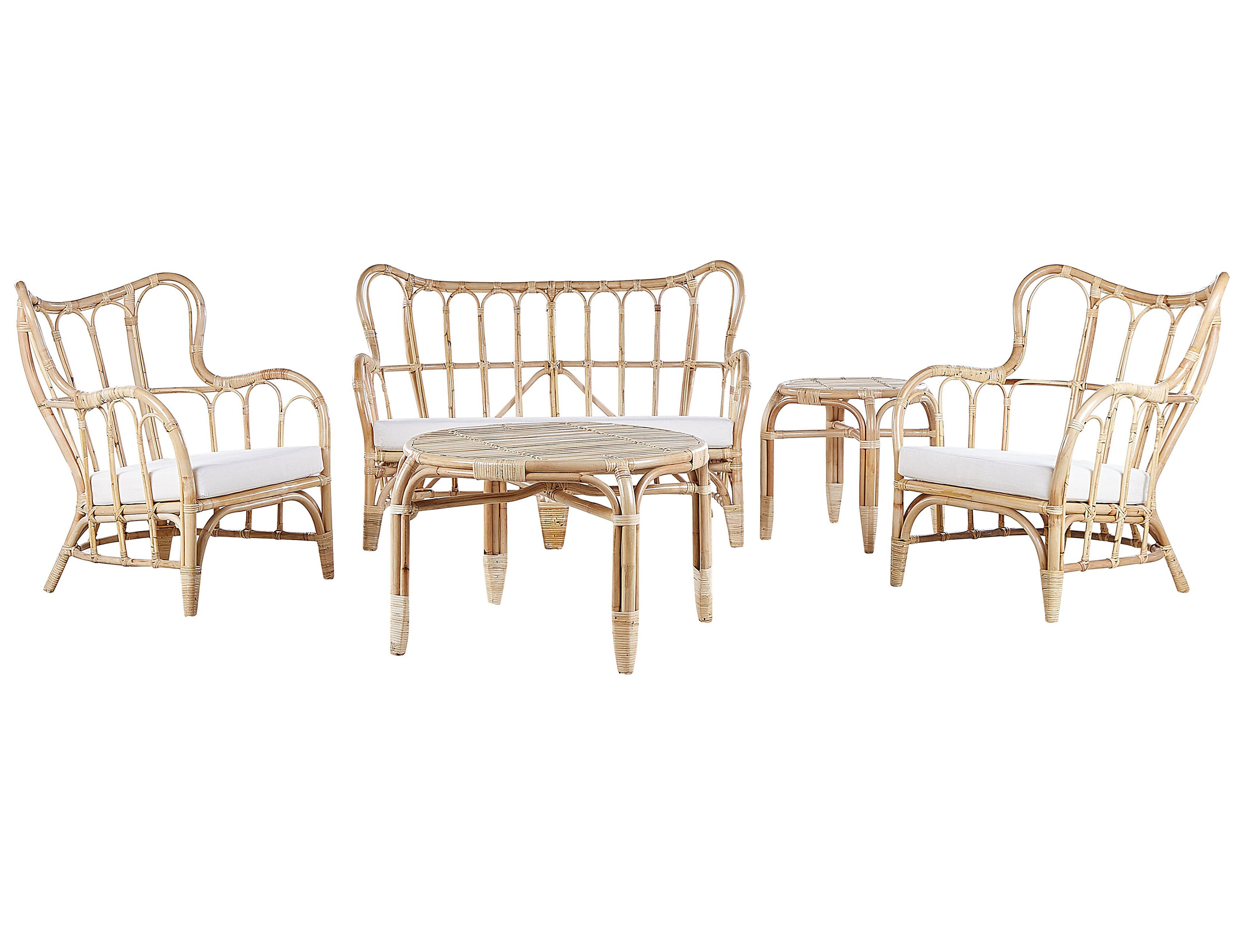 Garden Lounge Set with Table 4 Seater BRINDISI Rattan Natural