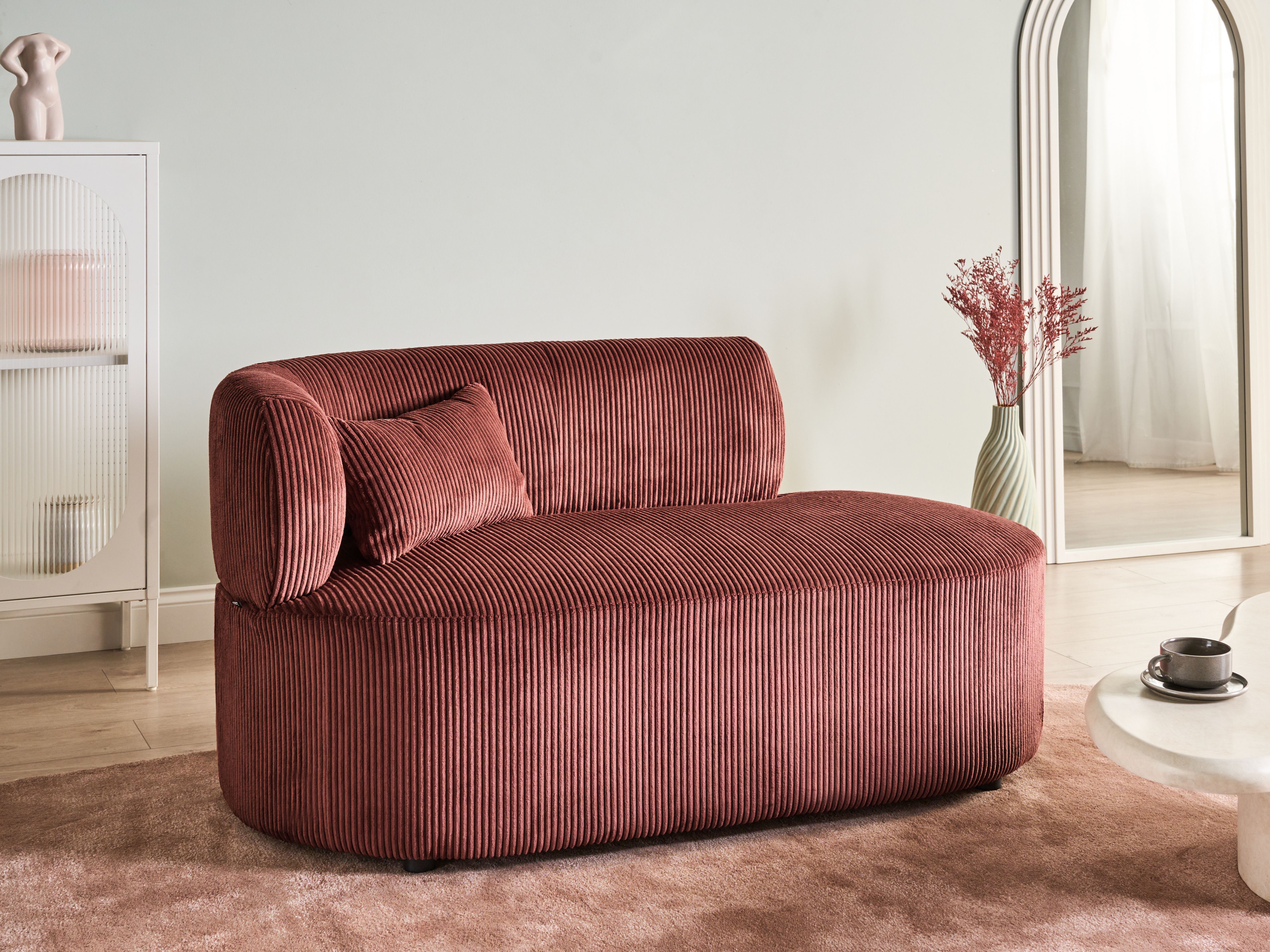 Left-Hand Chaise Lounge VANVEY Corduroy Red
