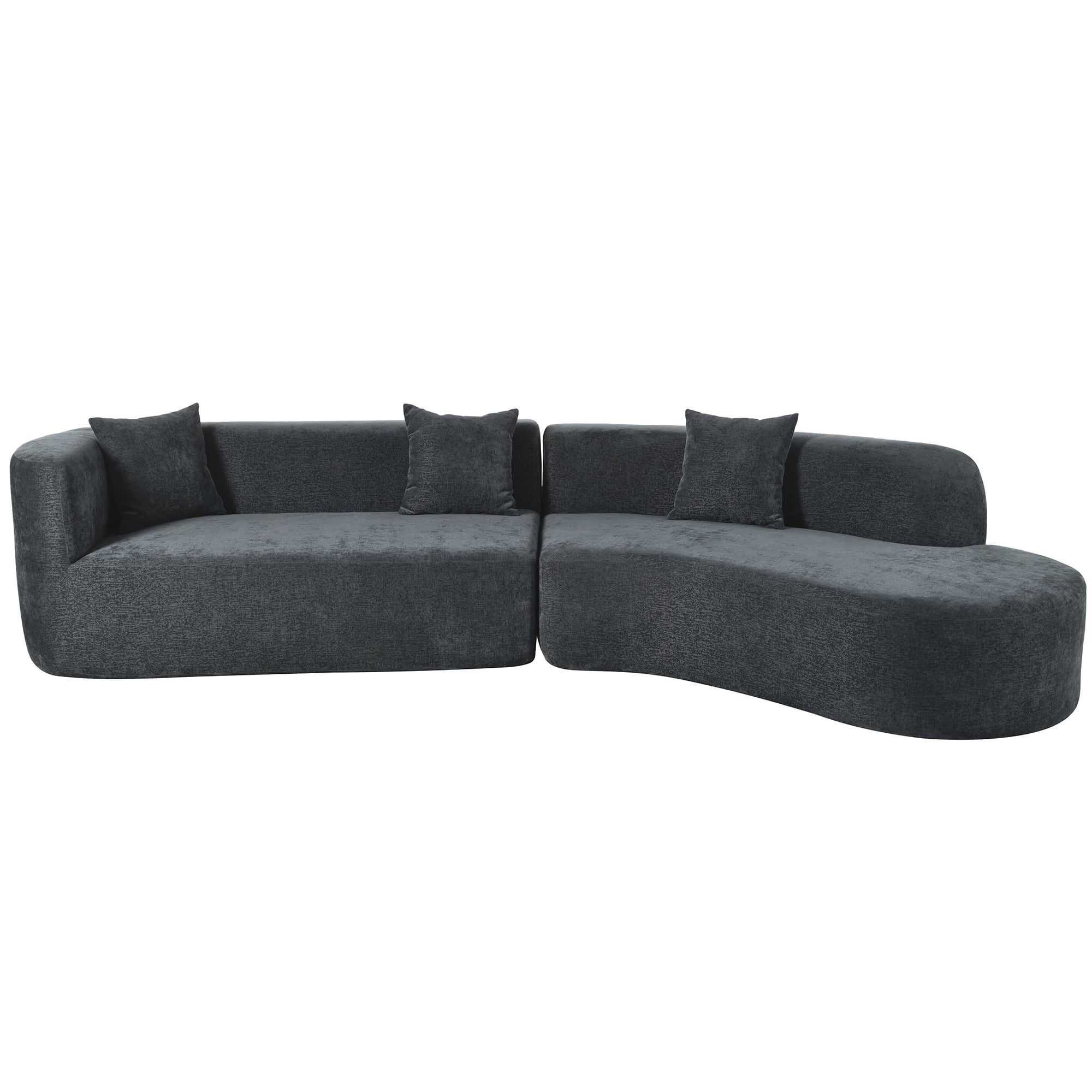Harper & Bright Designs Modern Curved Floor Sofa Set, Modular Sectional Sponge Couch for Living Room, 2 PC Free Combination No Assembly Foam-Filled Sofa, Beige - Image 87