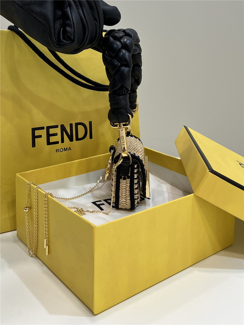 fendi Nano baguette raffia charm mini bag - Replicaclubs