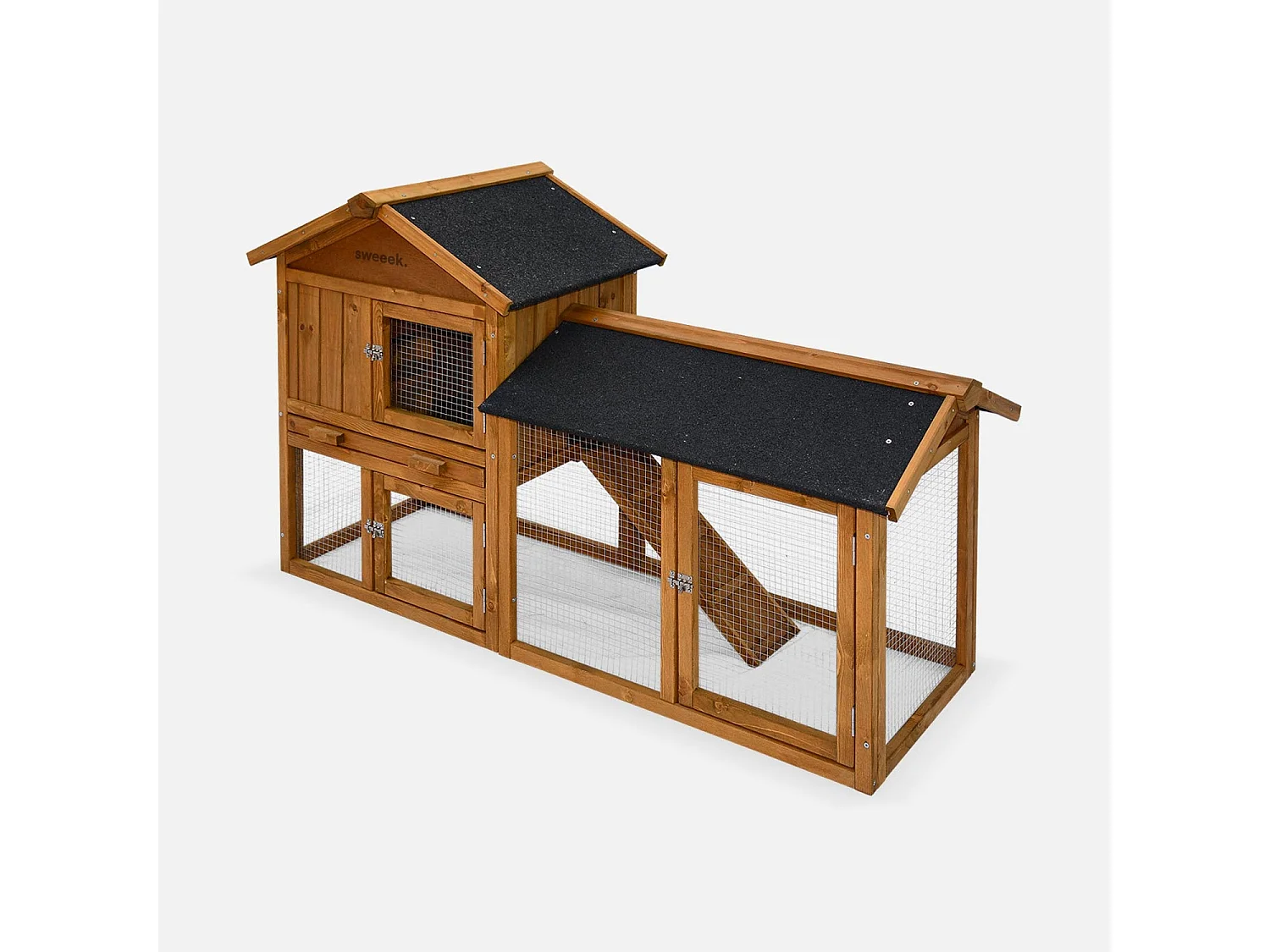 Clapier en bois Hotot pour lapin et autres rongeurs. 4 lapins. cage à lapin avec enclos. espace intérieur et extérieur