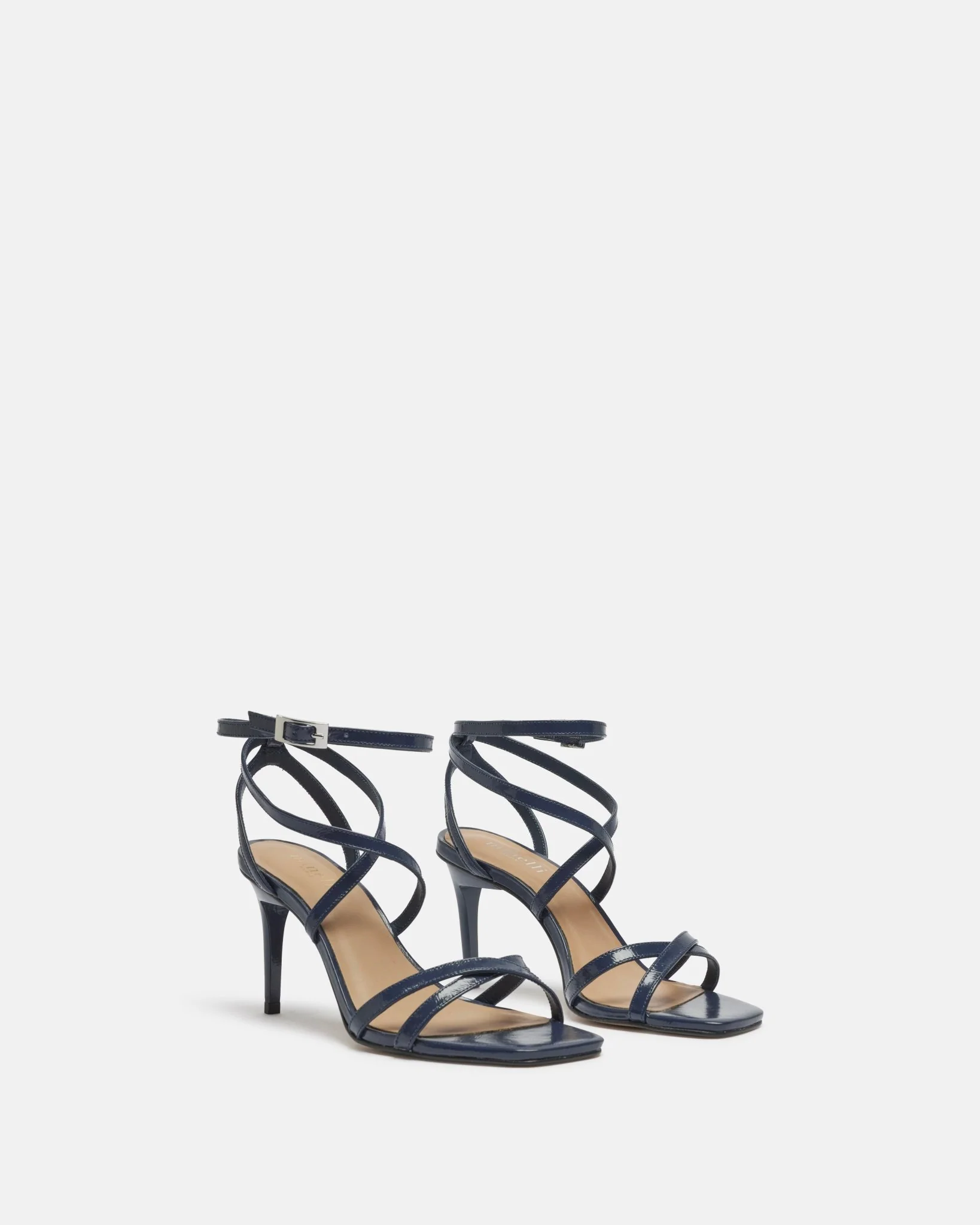 SANDALES KALYOU/CRK - En cuir craquelé à talons marine