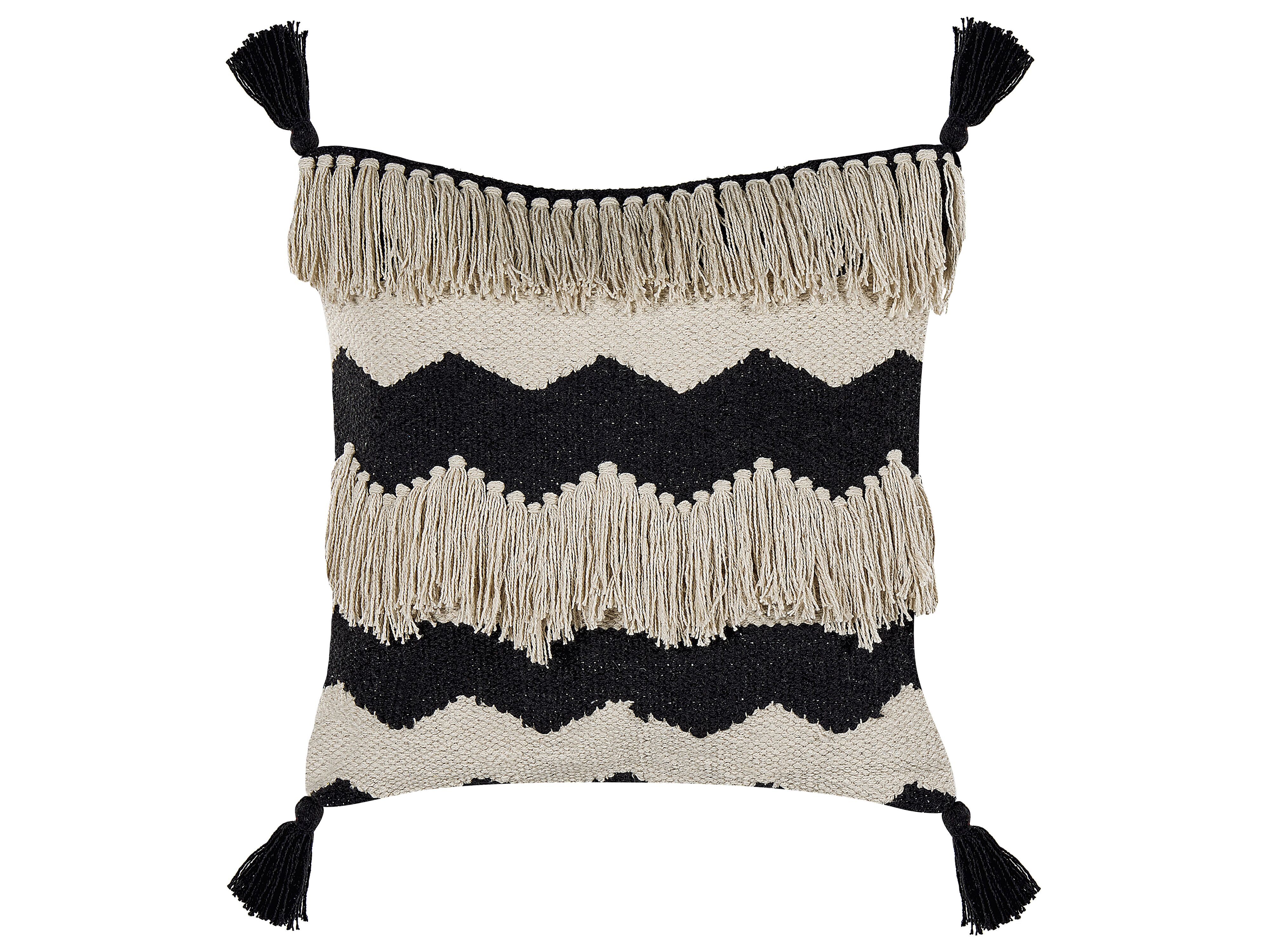 Throw Cushion HYDRANGEA Cotton 45 x 45 cm Light Beige Geometric Pattern
