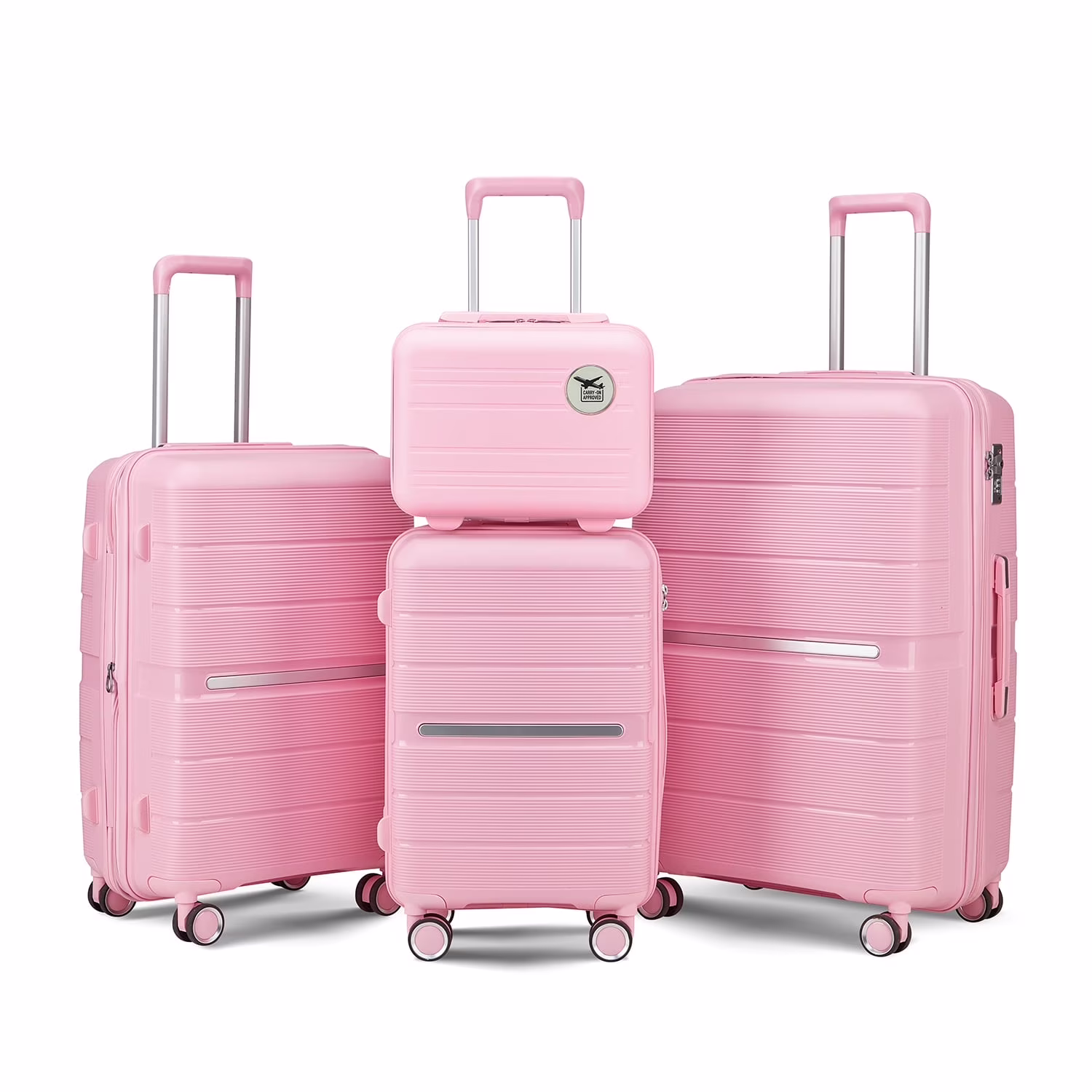 4 Piece Luggage Set, Expandable Lightweight Suitcase Set, PP Materials Travel Luggage with TSA Lock Spinner Wheels, White (14/20/24/28) - Image 5