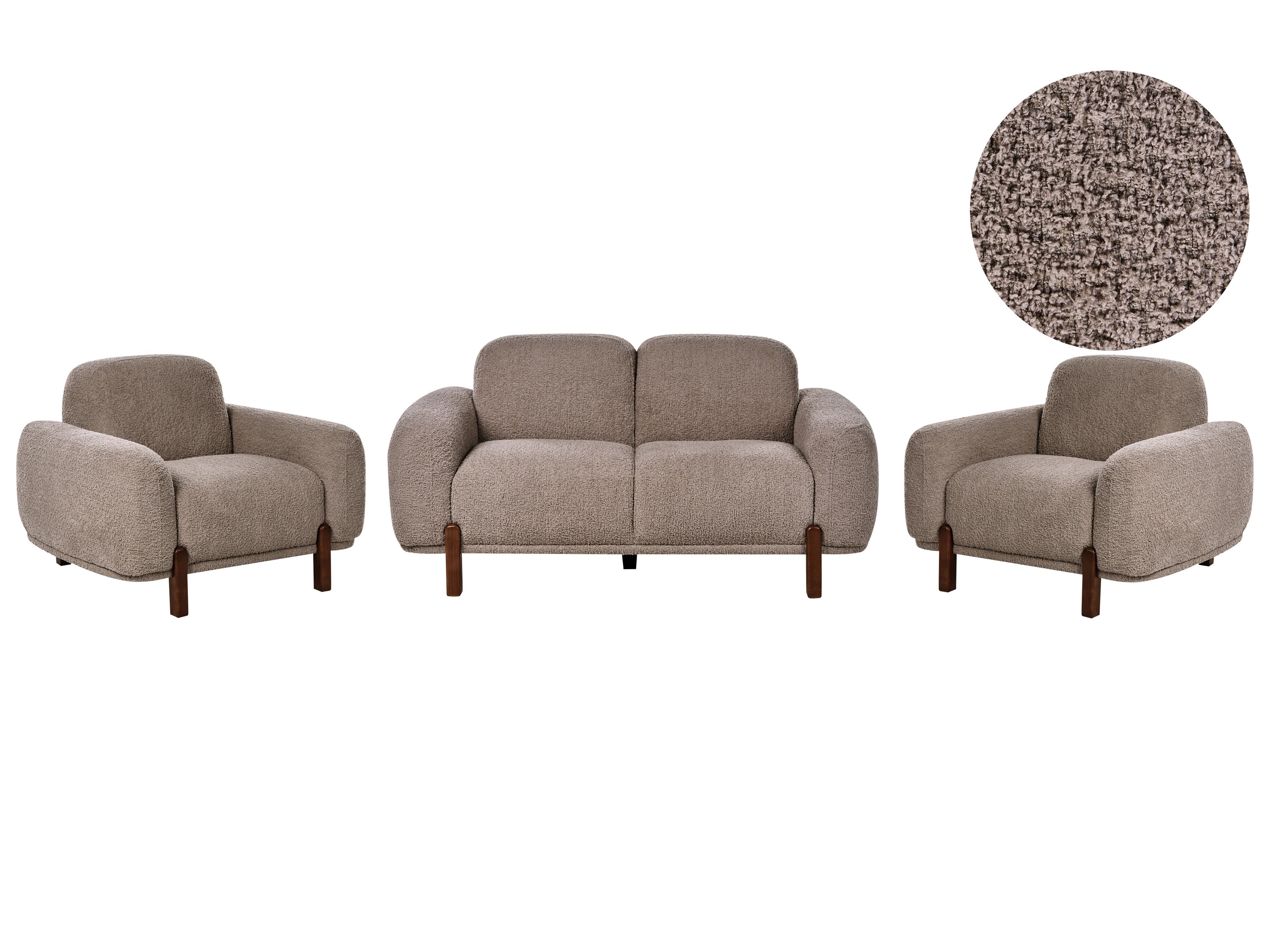 Living Room Set 4 Seater ODNES Boucle Taupe