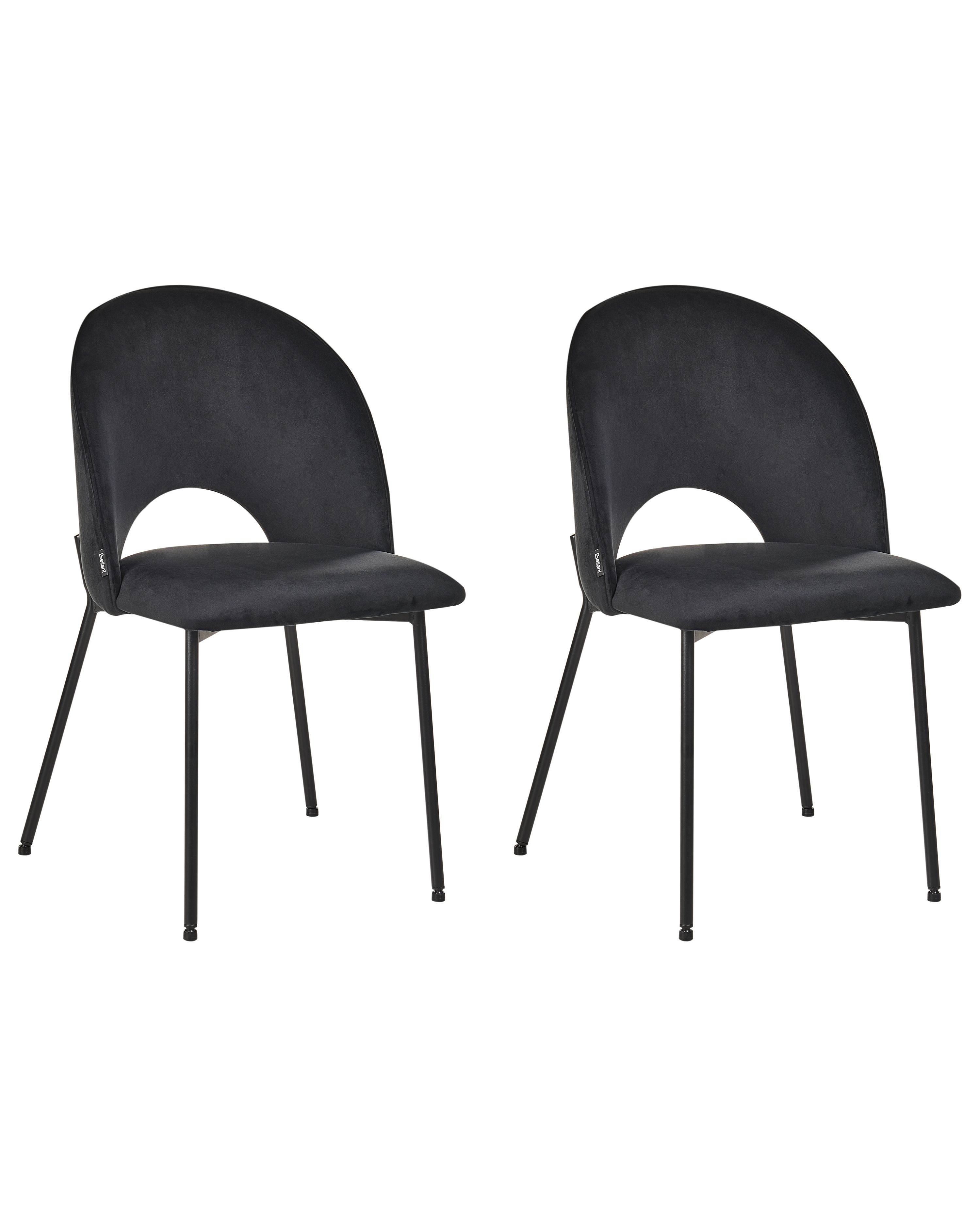 Set of 2 Dining Chairs COVELO Velvet Black