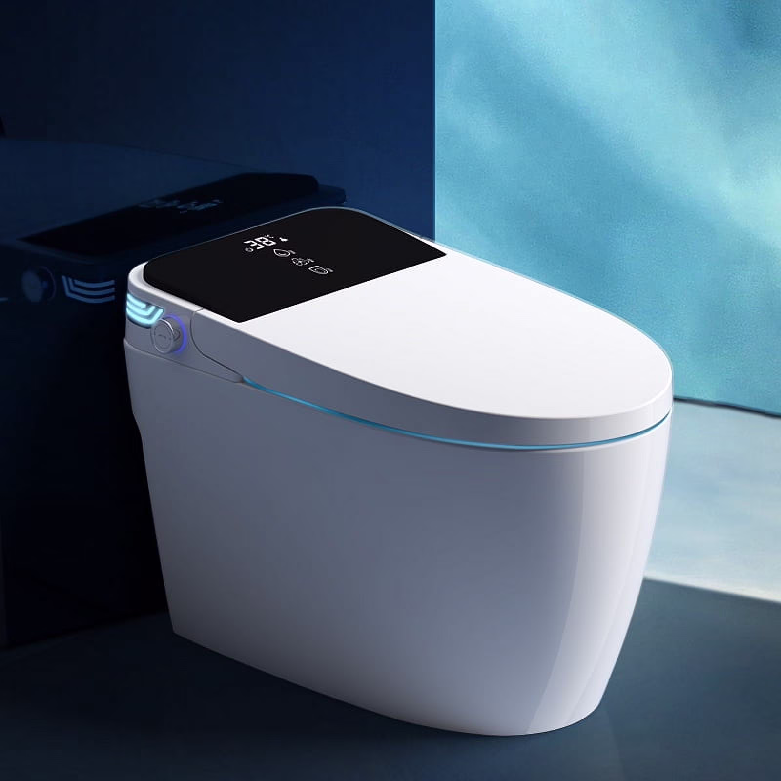 LALAHOO Smart Toilet with Bidet Built in, Auto Open & Close, Elongated Heated seat, Foot Sensor Flush, LED Display, Warm Water Wash, Dryer, Night Light, Black - Image 9