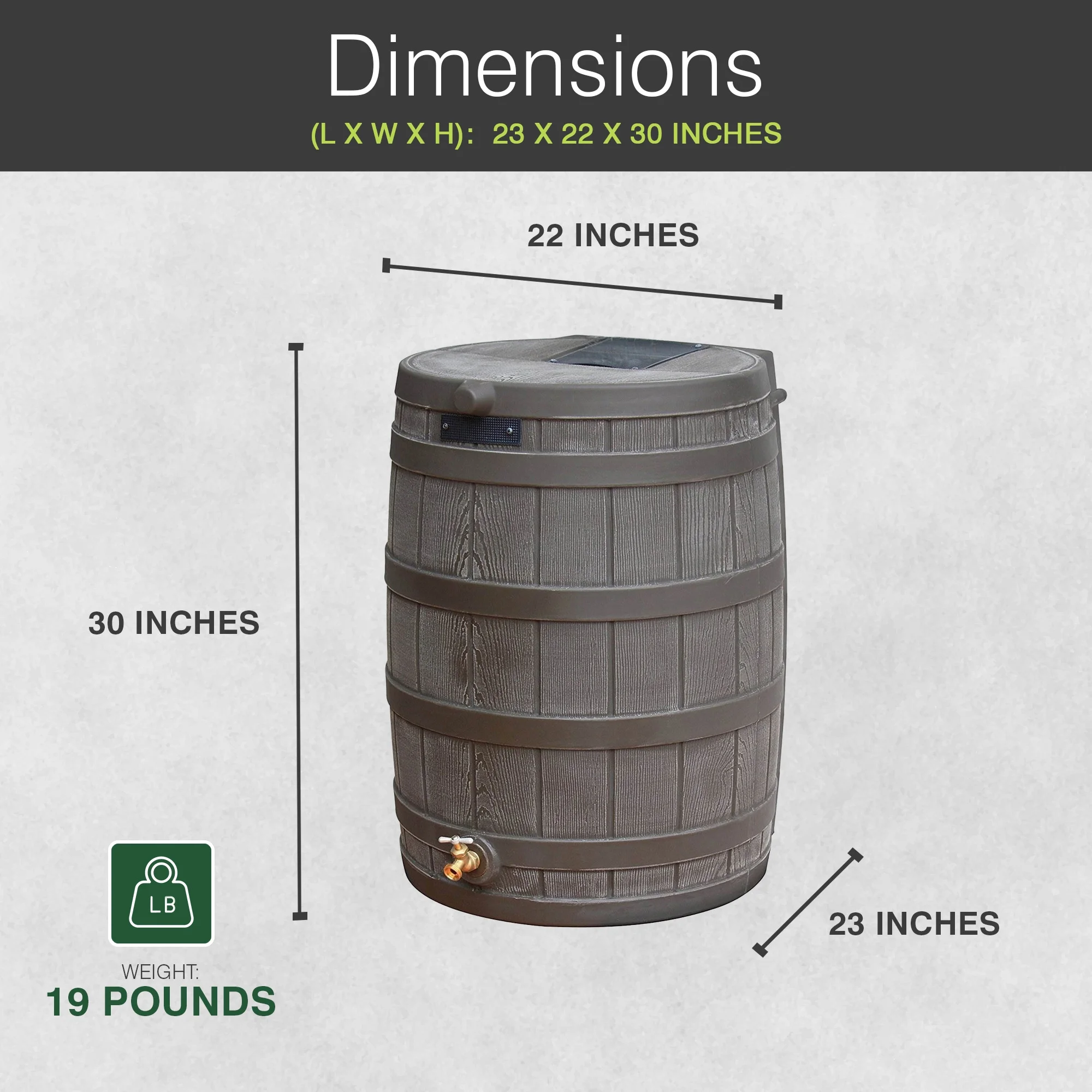 Good Ideas Rain Wizard Rain Storage Collection Rain Barrel 50-Gallon - Image 34