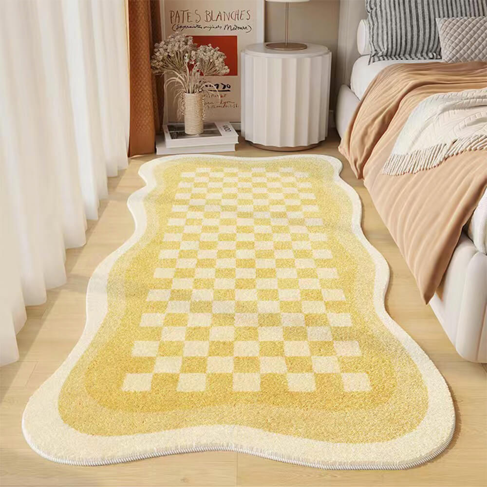 Geruit Vloerkleed van Wol met Moderne Vorm en Tijdloos Design