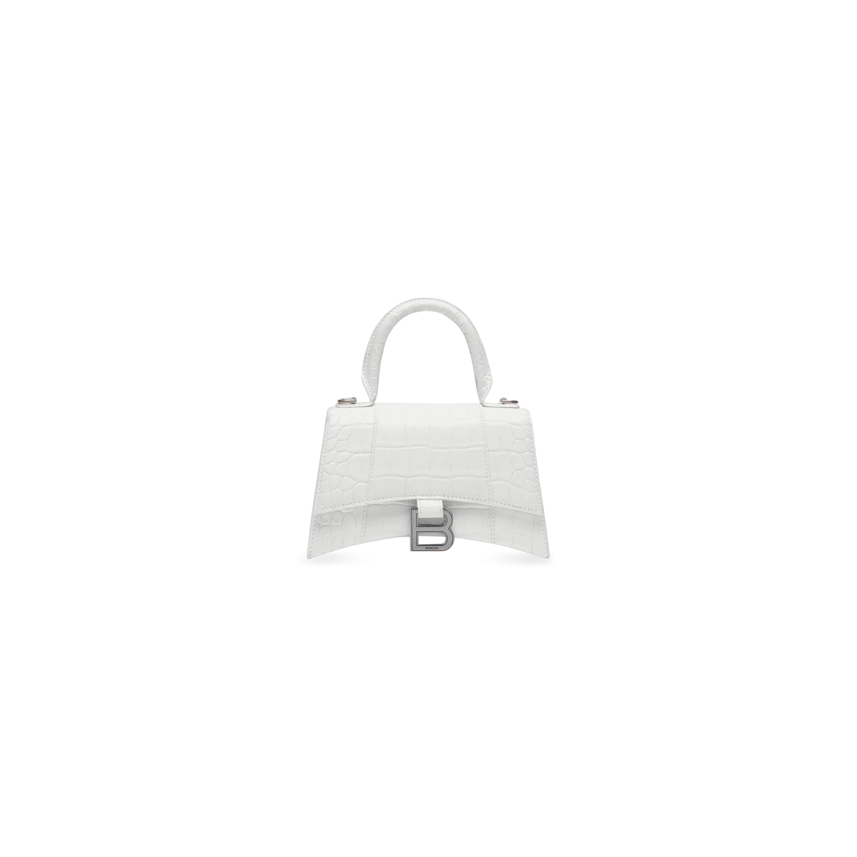 WOMEN'S HOURGLASS XS HANDBAG CROCODILE EMBOSSED IN WHITE - Replicaclubs