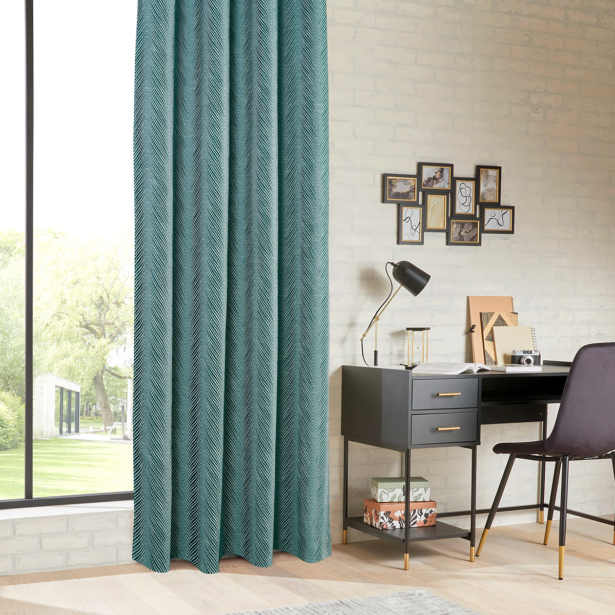 Blackout curtain "Dana" Dark green, jacquard, 140x260 cm