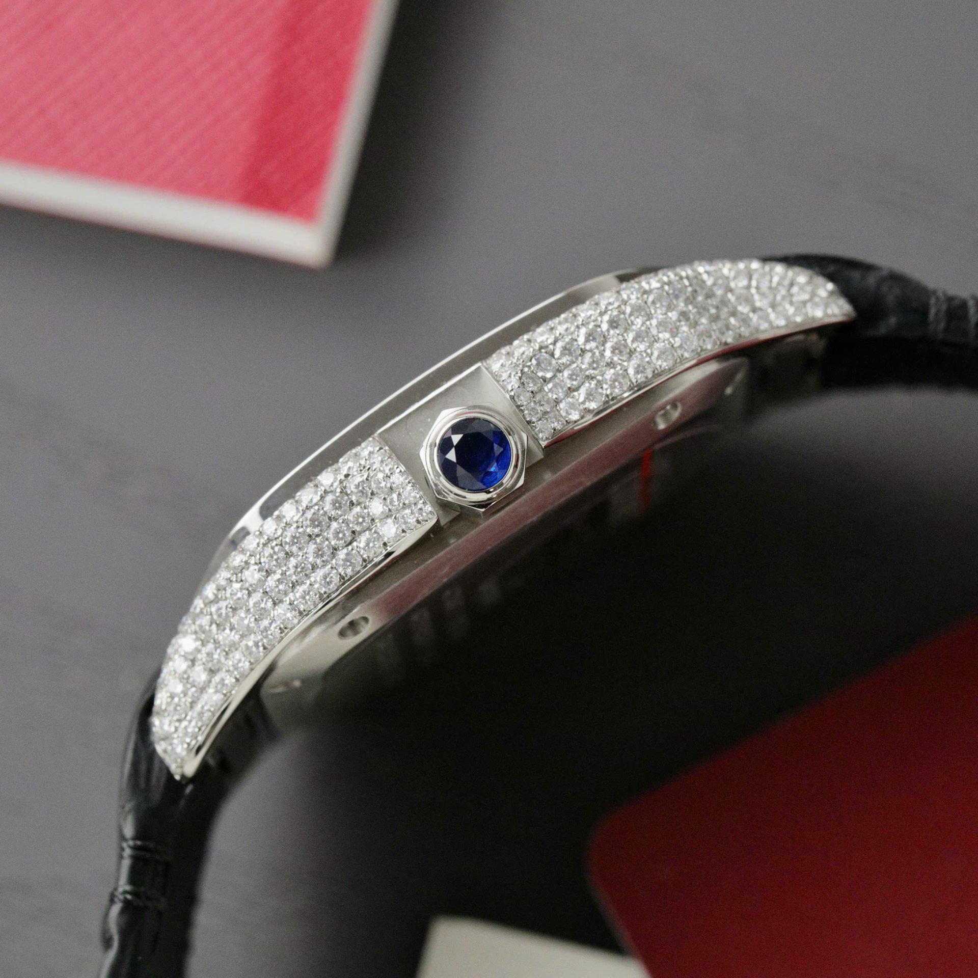 Cartier Santos Women Copies Watches Full Moissanite Diamonds Custom 35mm - Top club