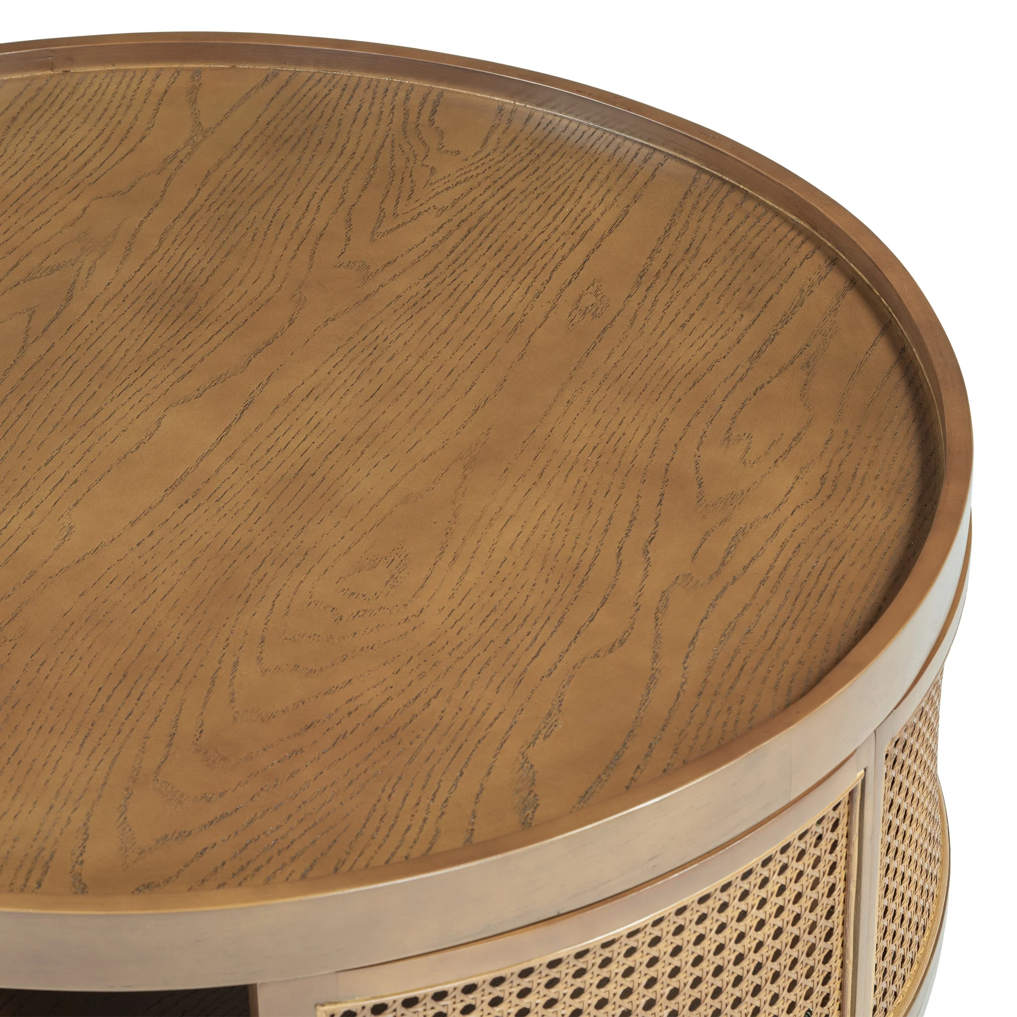 Harper & Bright Designs Rattan Round Coffee Table with Storage Shelf, Round Cane Wood Center Table for Living Room, 37'' Brown - Image 13