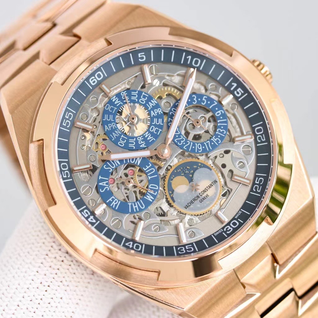 Fake Vacheron Constantin Replica Watch Overseas perpetual calendar ultra-thin skeleton Boutique Exclusive 41.5 MM PINK GOLD 4300V/220R-B547(1:1 replica) - Top club