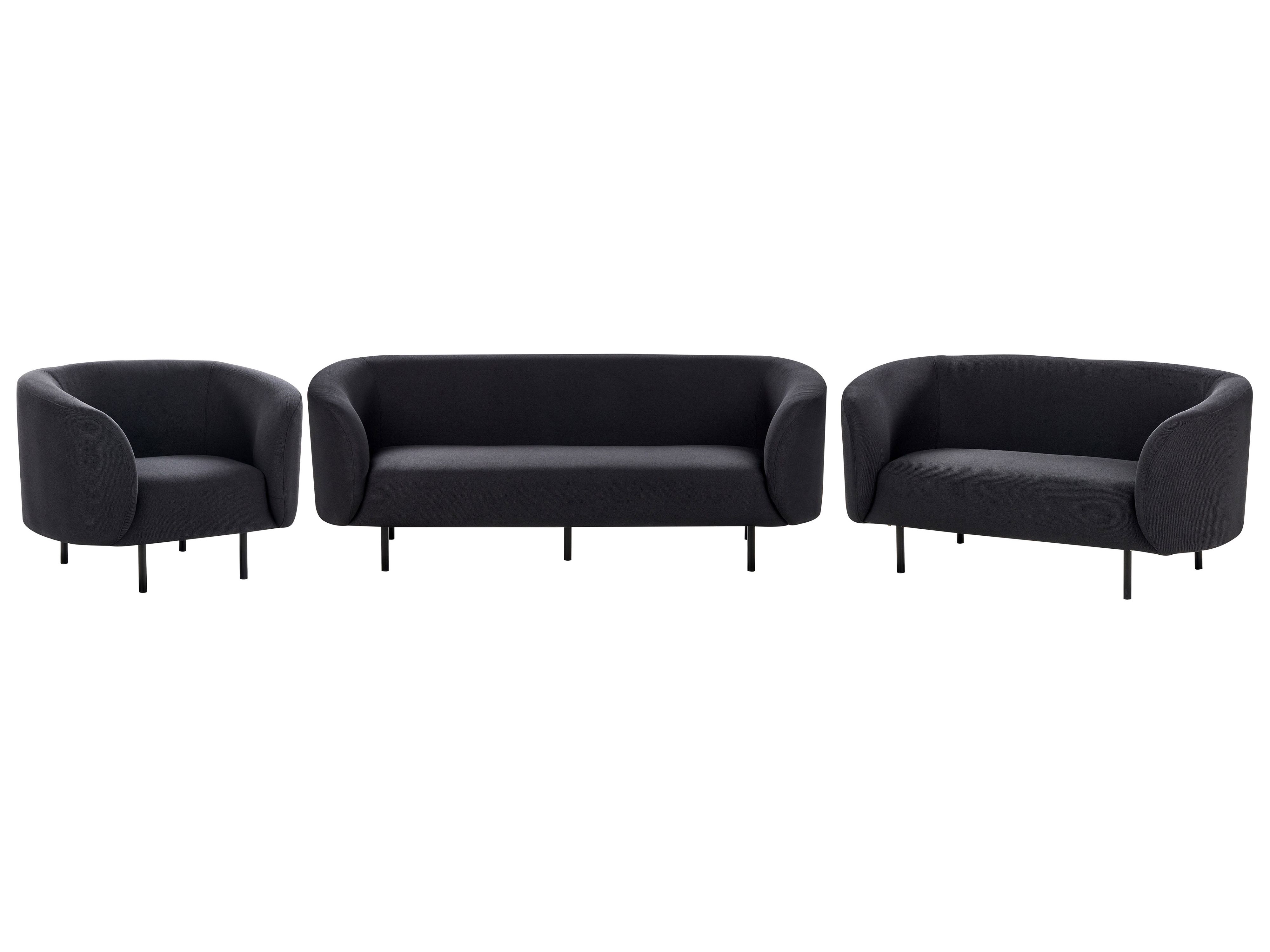 Living Room Set 6 Seater LOEN Fabric Black