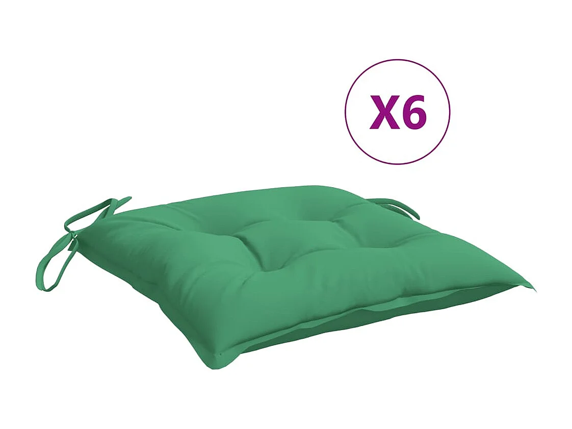 Coussins de chaise lot de 6 vert 40x40x7 cm tissu oxford