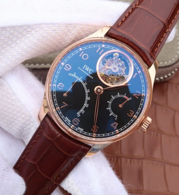 Replica IWC AZ Portuguese Tourbillon IW5046 RG Black Dial - Elite Watch Atelier