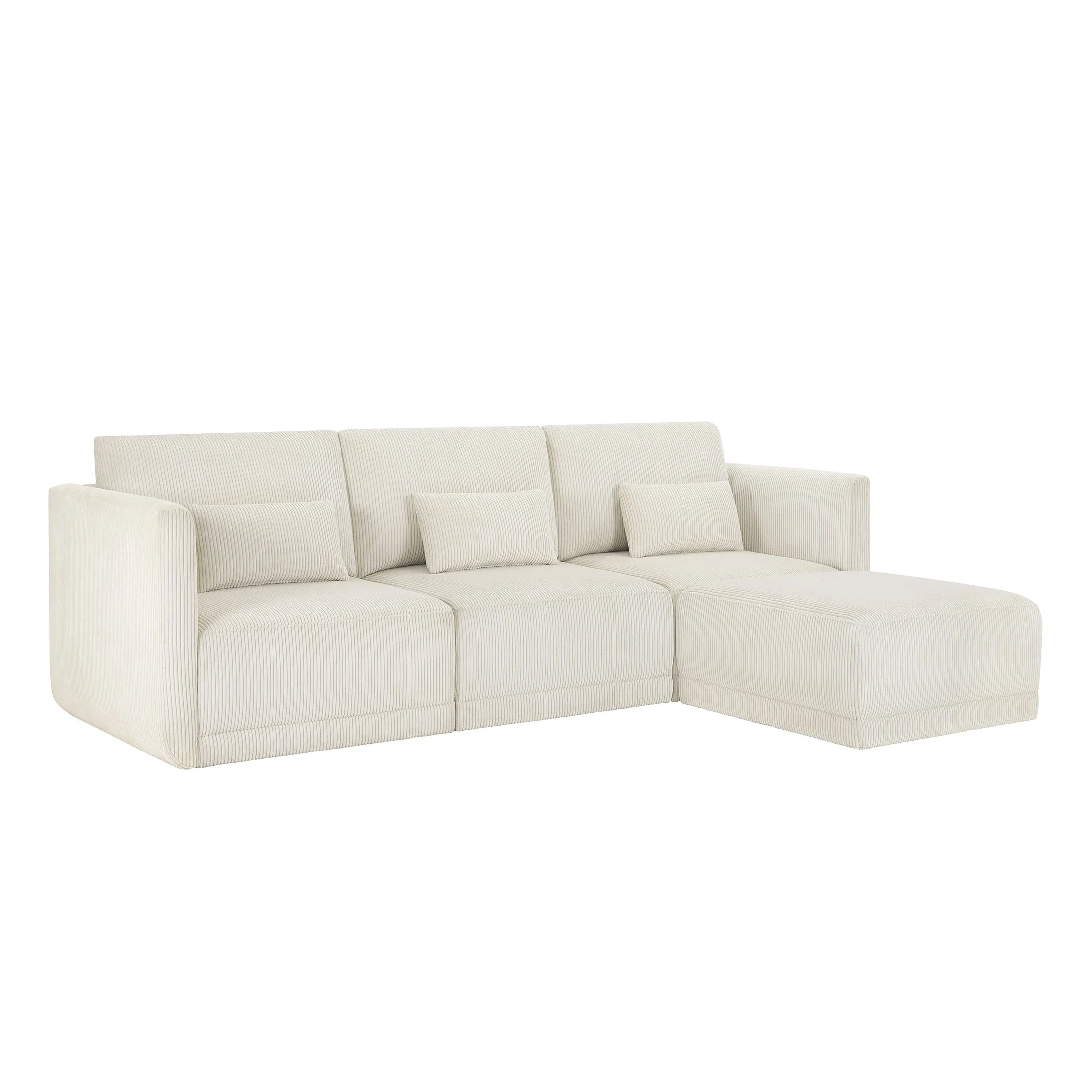 Beautiful Drew Modular Sectional Sofa with Ottoman by Drew Barrymore, Gray Fabric - Image 43