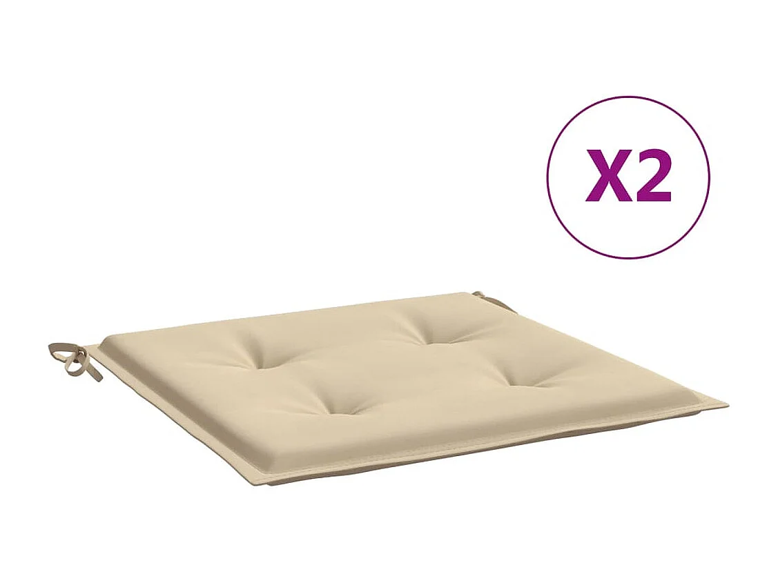 Coussins de chaise de jardin lot de 2 beige 50x50x3 cm