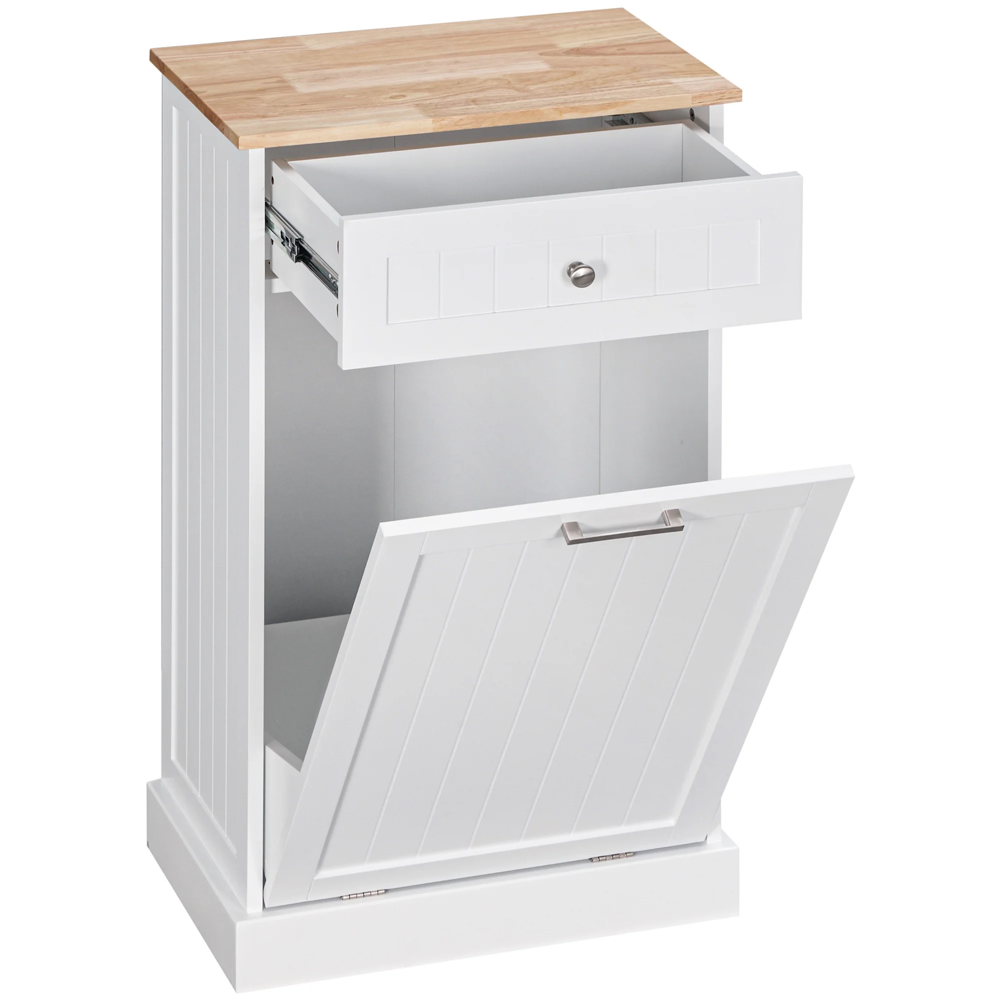 HOMCOM Kitchen Tilt Out Trash Bin Cabinet, Free Standing Recycling Cabinet - Image 27