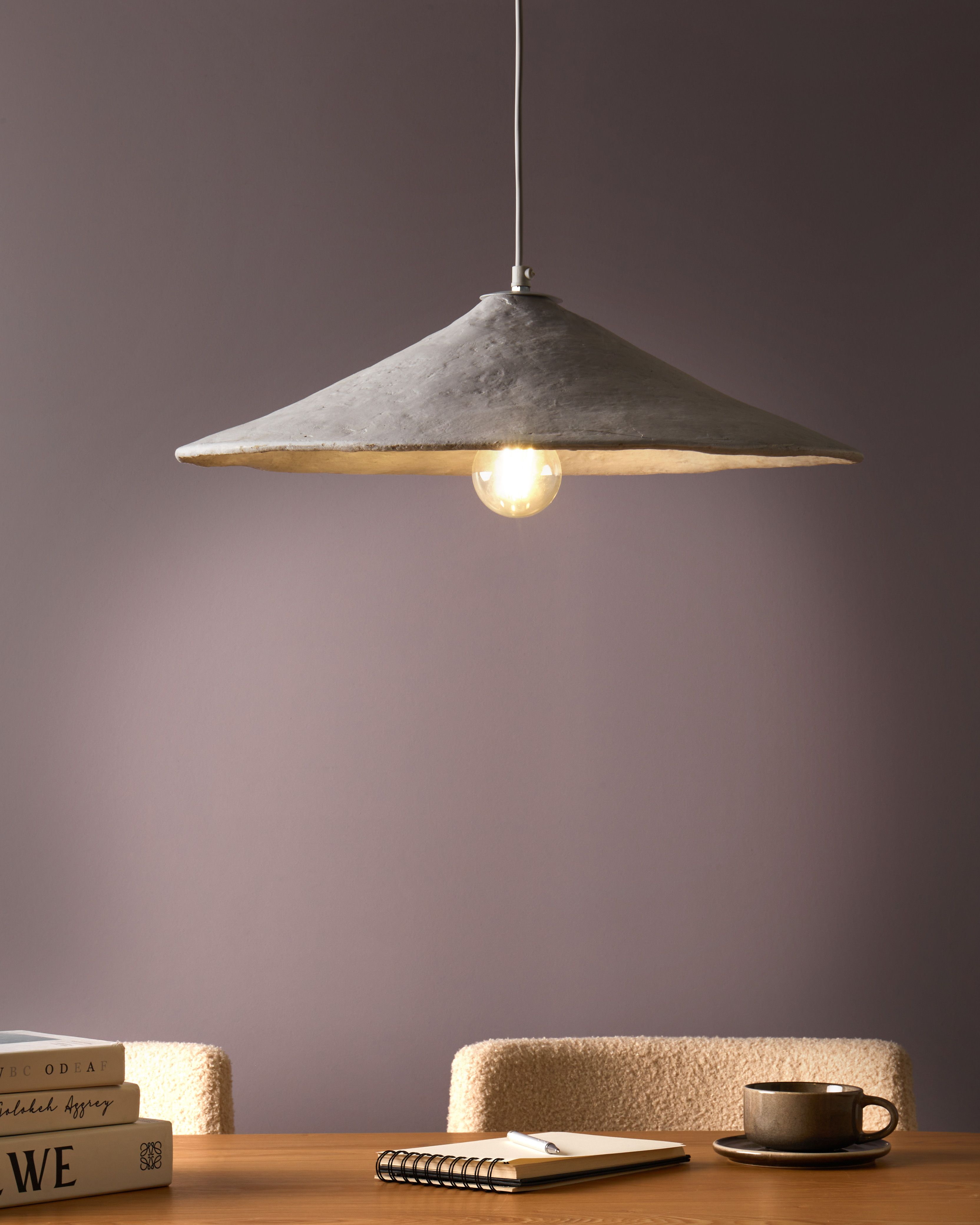 Pendant Lamp PORONGOS Papier-Mâché White