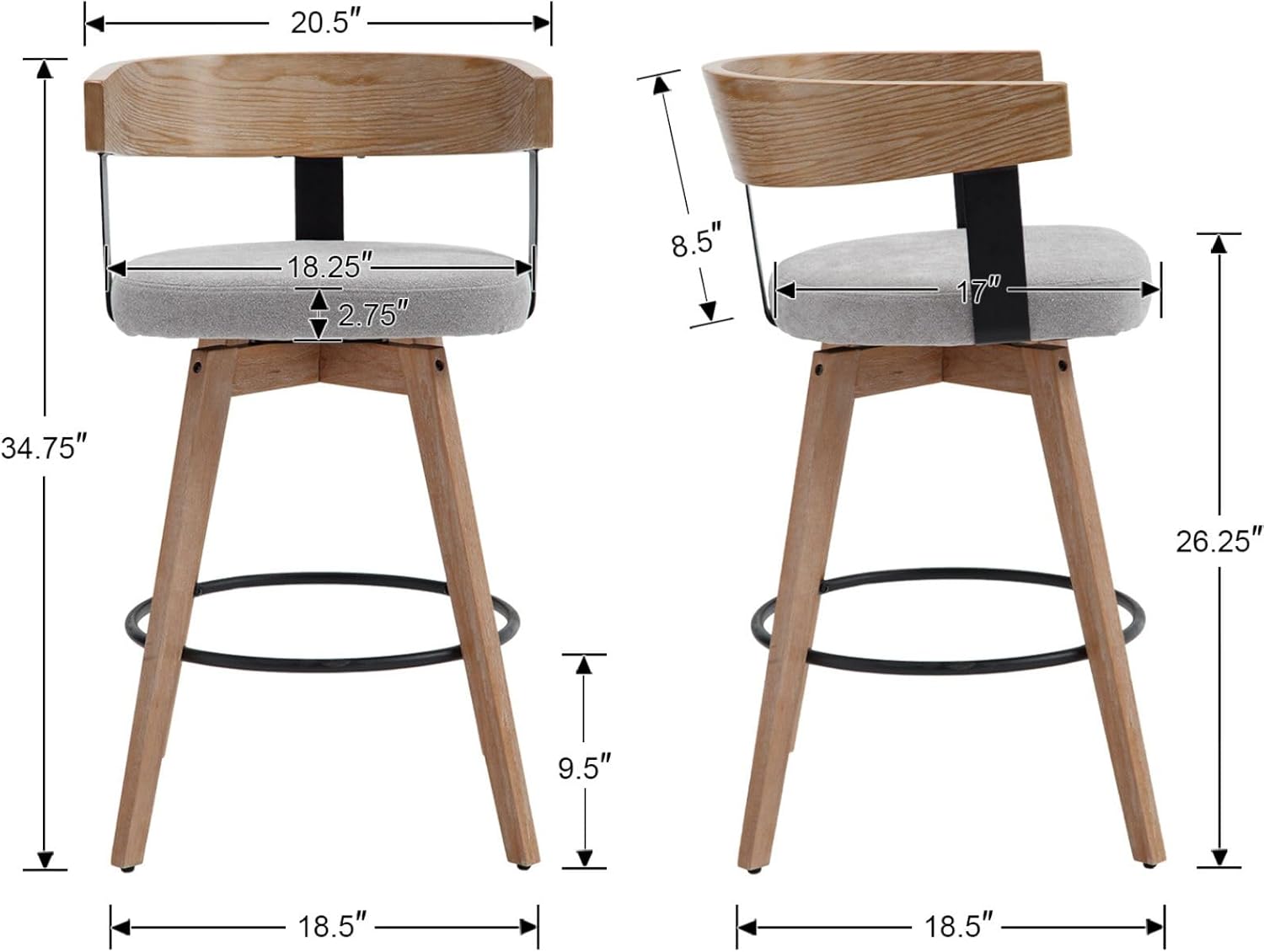 DUOMAY Swivel Bar Stools Set of 4, 26