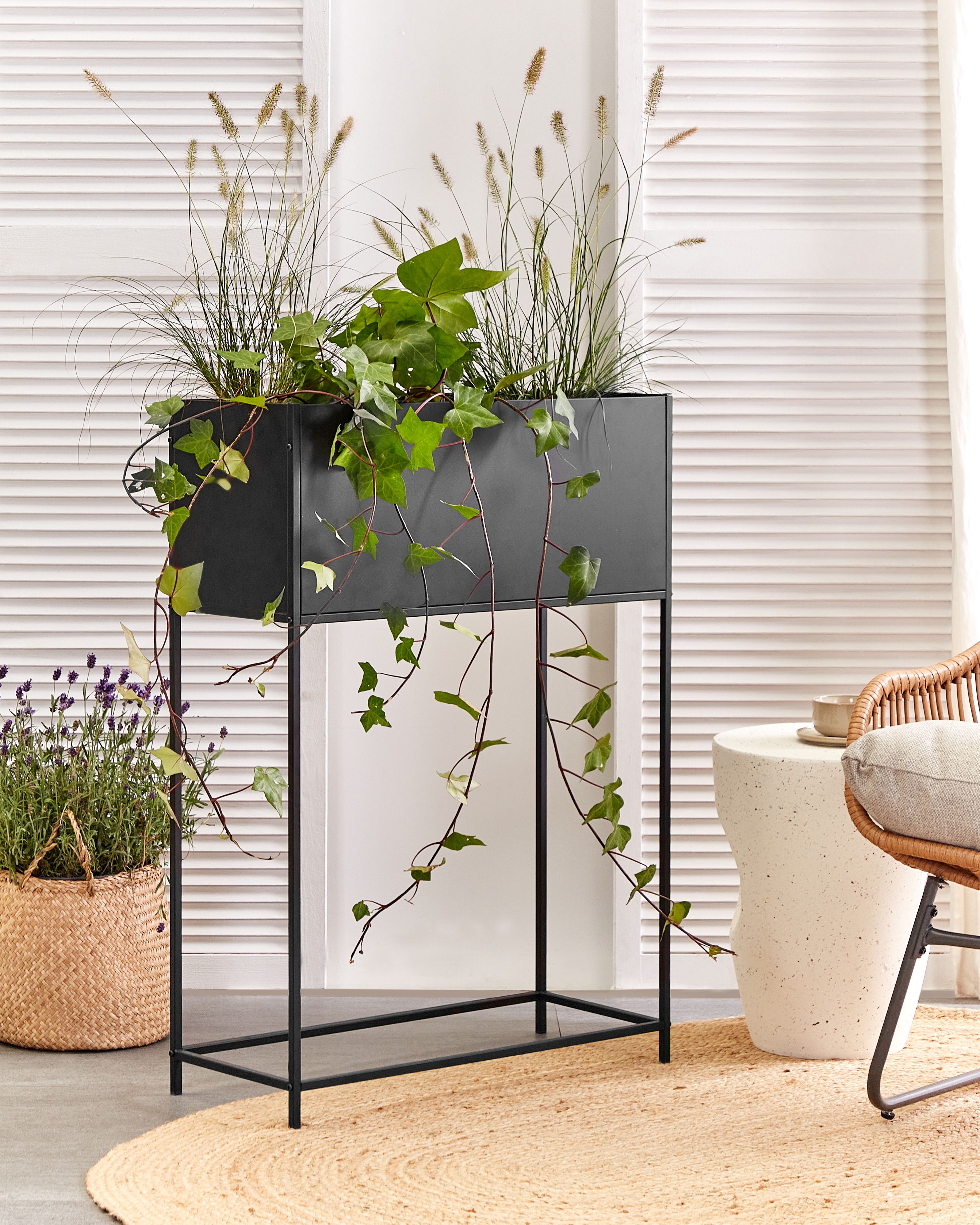 Elevated Plant Pot TAPIEN Metal 70 cm Black