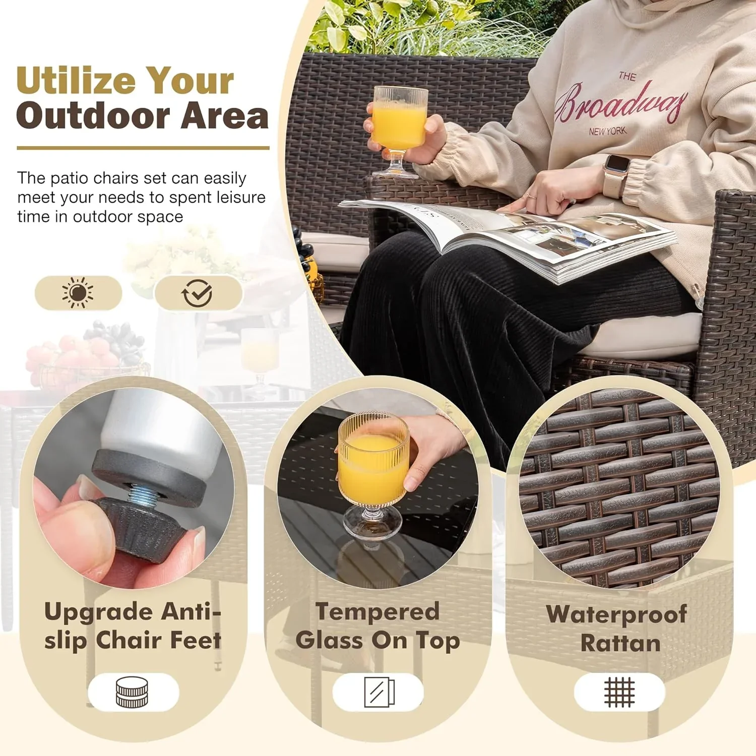 4-Piece Patio Rattan Wicker Furniture Set - T-LCRF834M18 - Image 21 4-Piece Patio Rattan Wicker Furniture Set - T-LCRF834M18 - Image 21