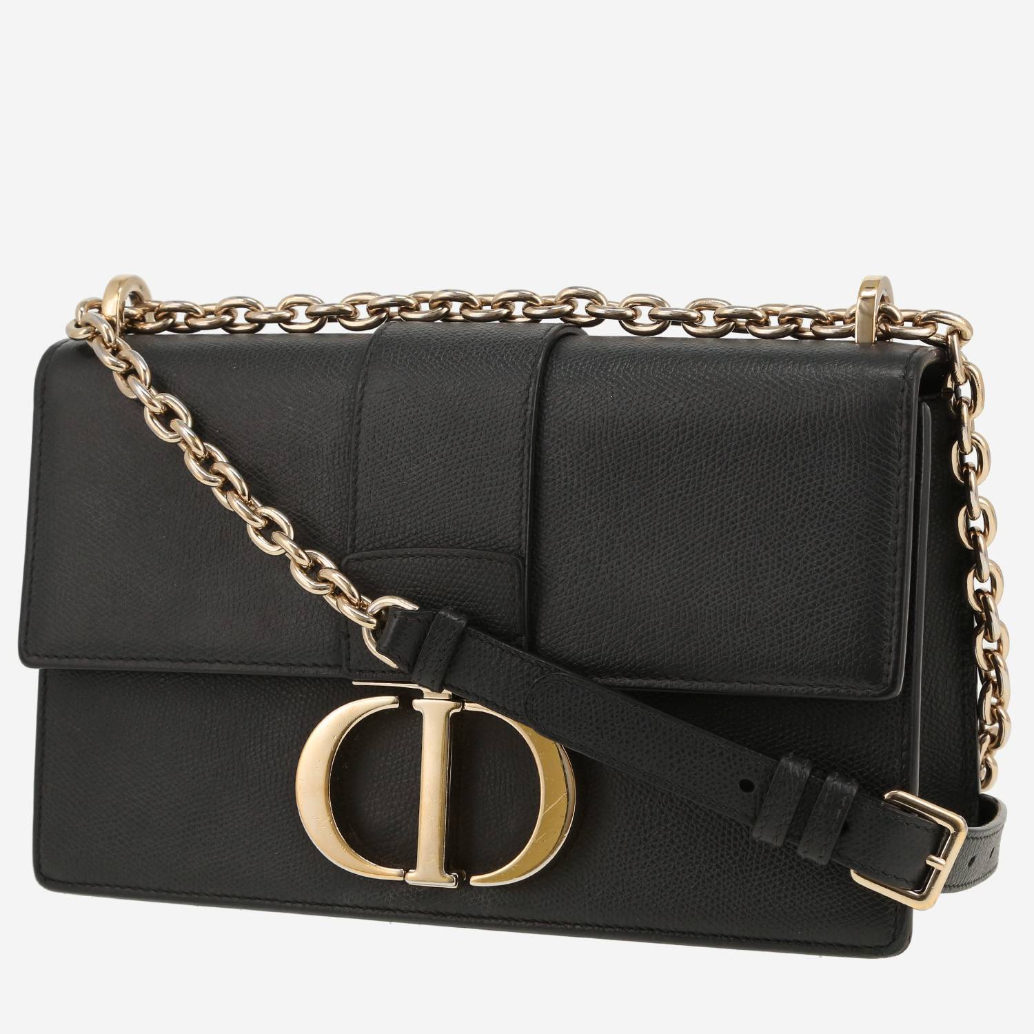 Dior 30 Montaigne shoulder bag in black grained leather1:1High-quality replica
