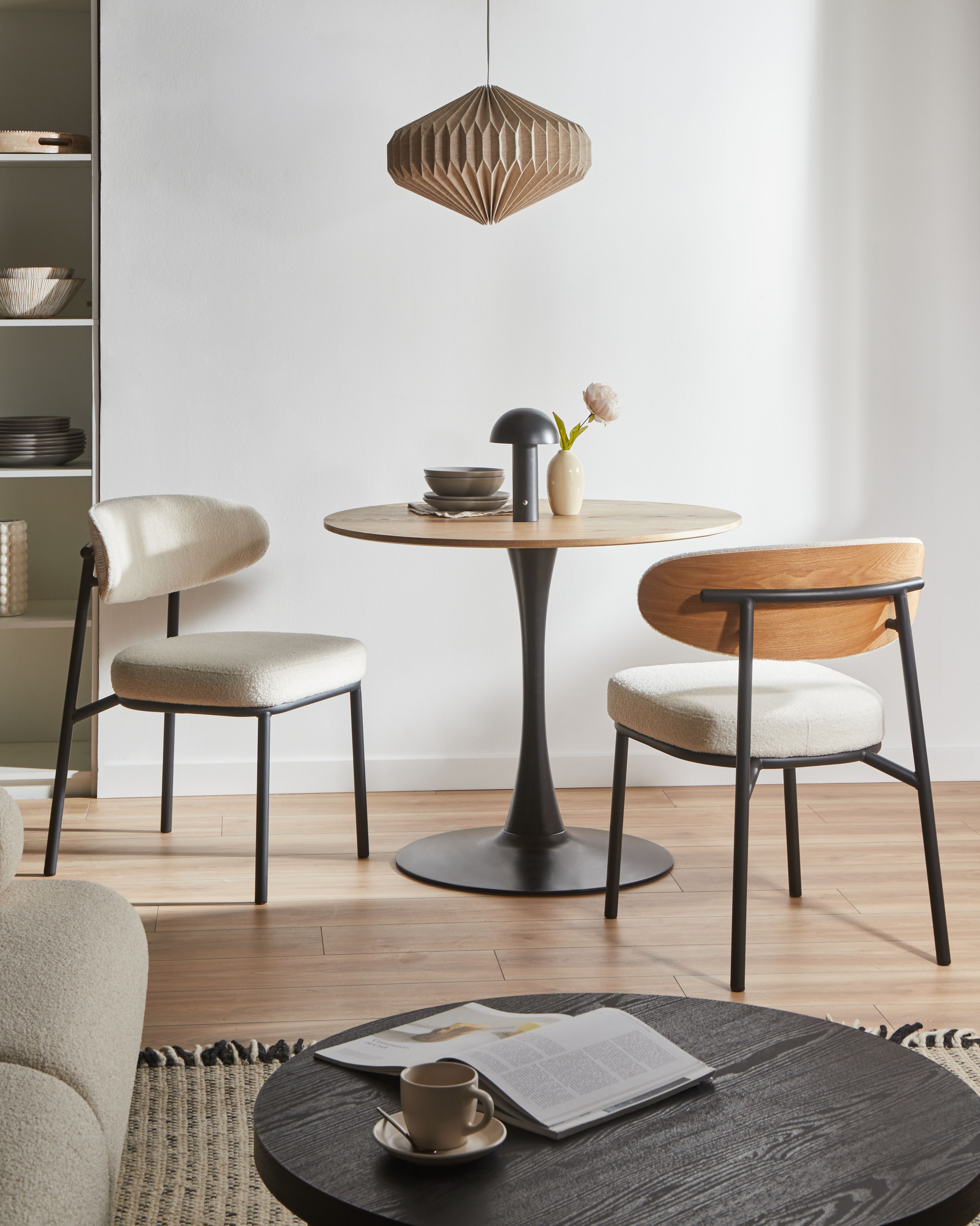 Set of 2 Dining Chairs WINTON Boucle Off-White