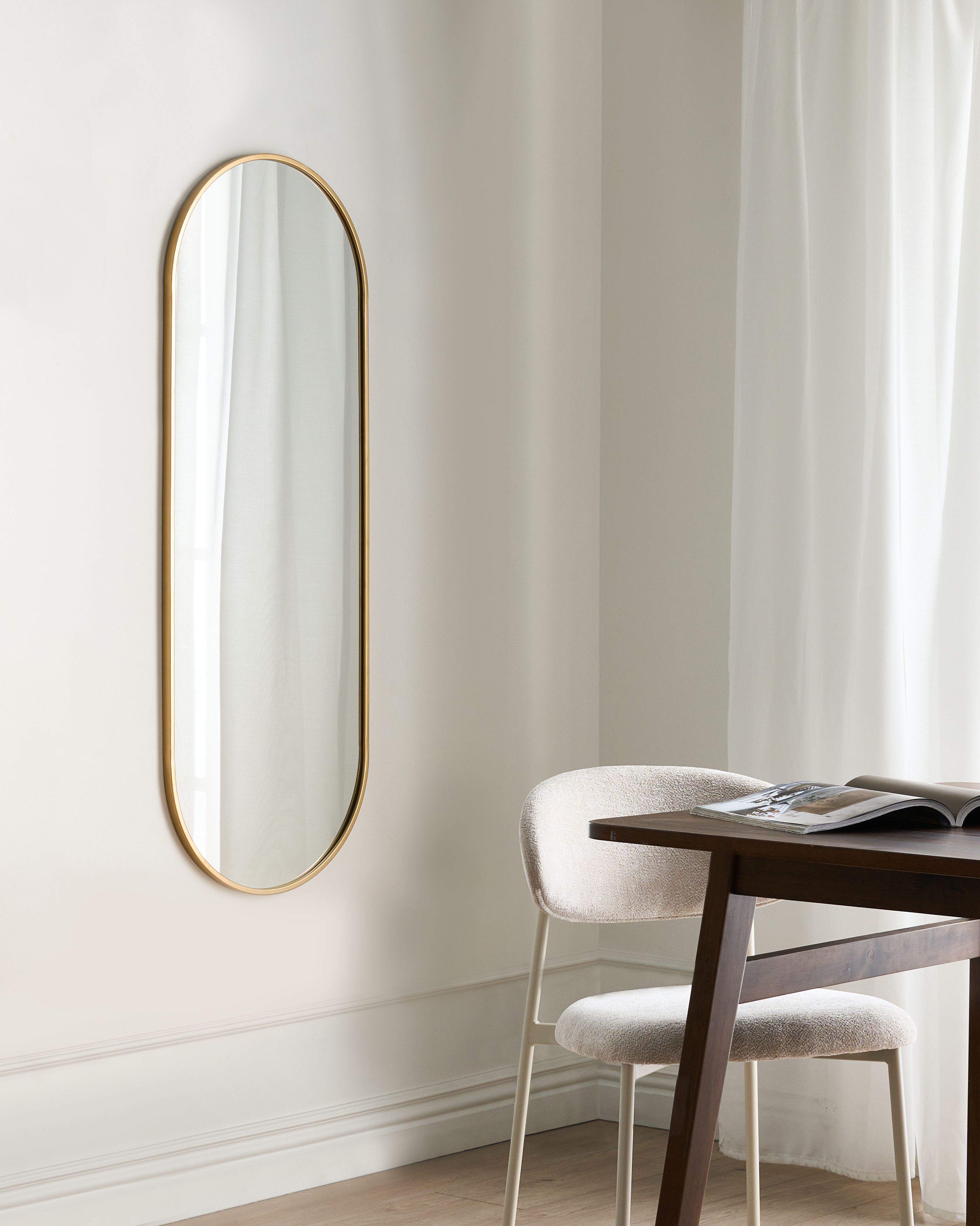 Wall Mirror AZEVILLE 46 cm 122 cm Metal Gold