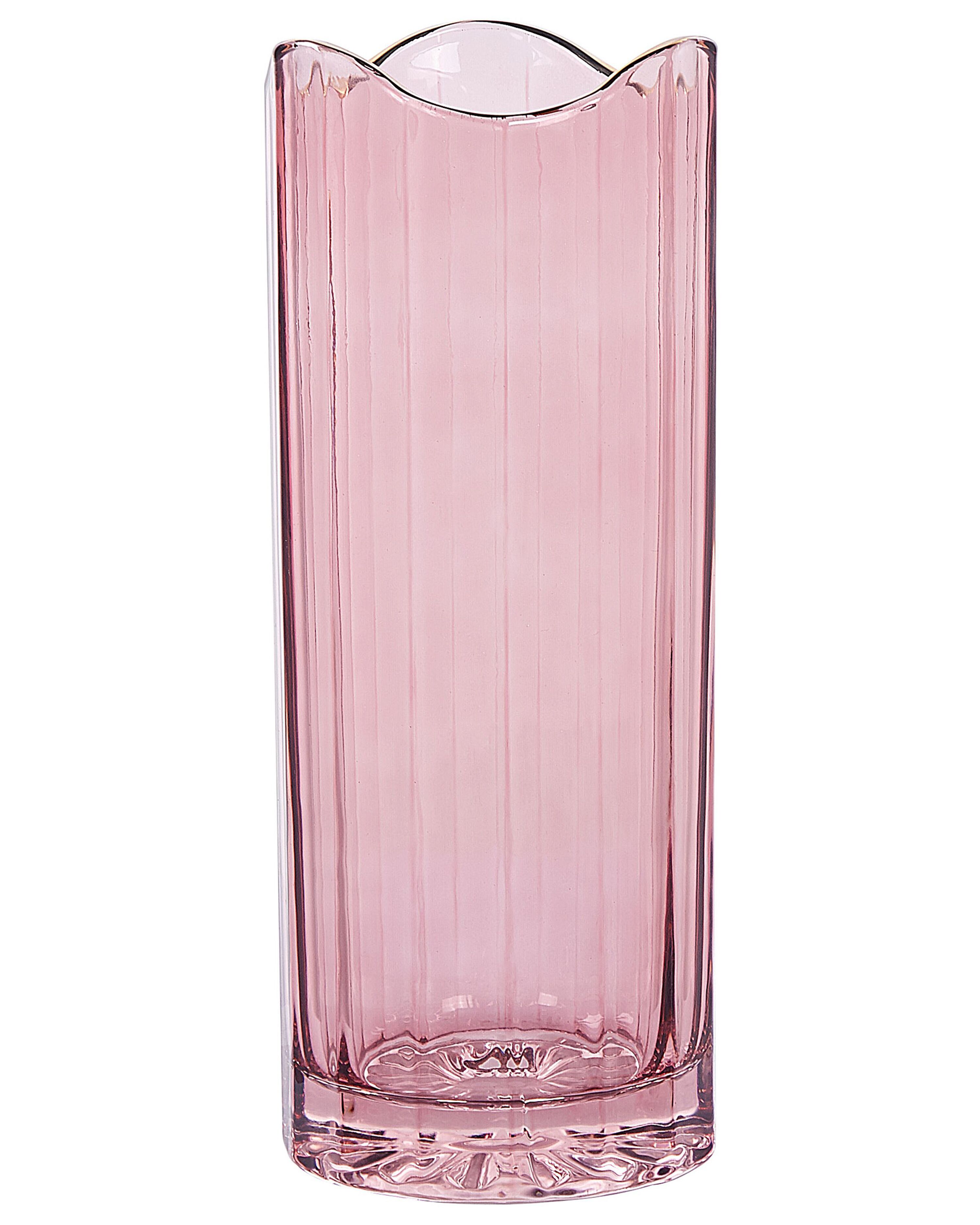 Flower Vase PERDIKI Glass 30 cm Pink