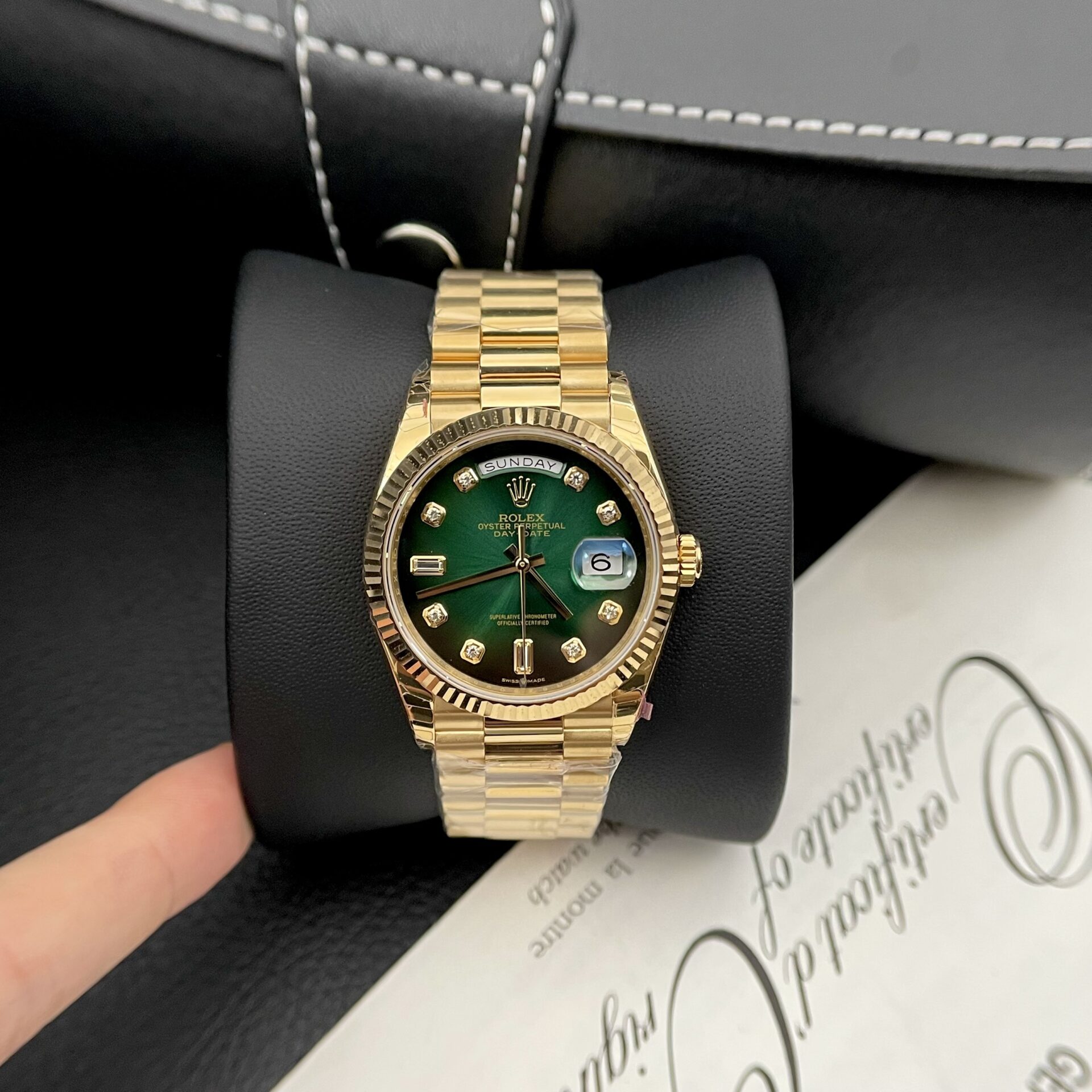 Rolex Day-Date Green Dial Gold Plated Best Replica Watch EW Factory 36mm - Top club