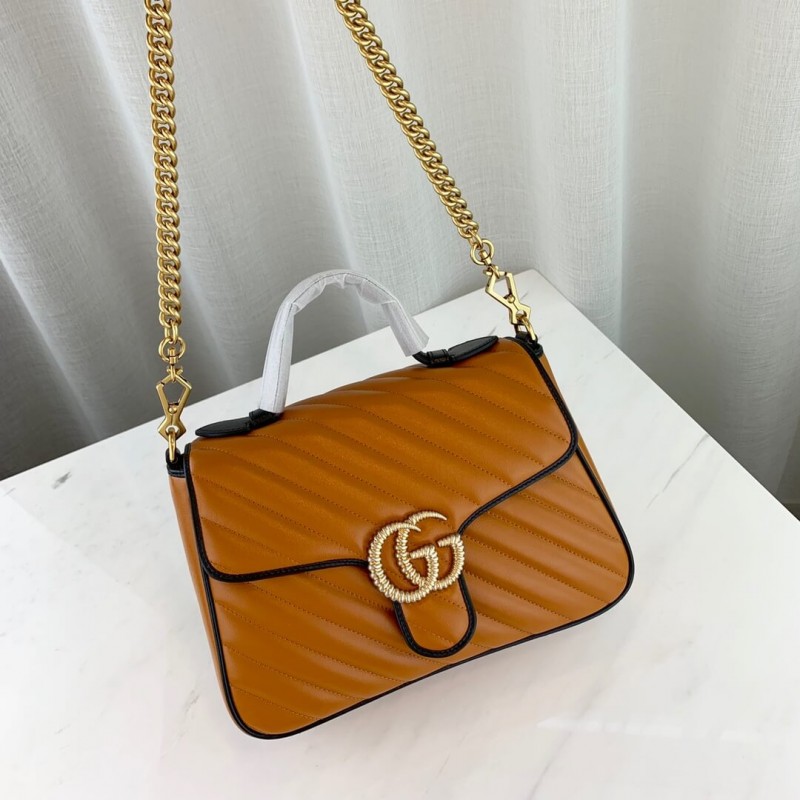 Replica Gucci Gg Marmont Small Top Handle Bag 498110 Cognac1:1High-quality replica