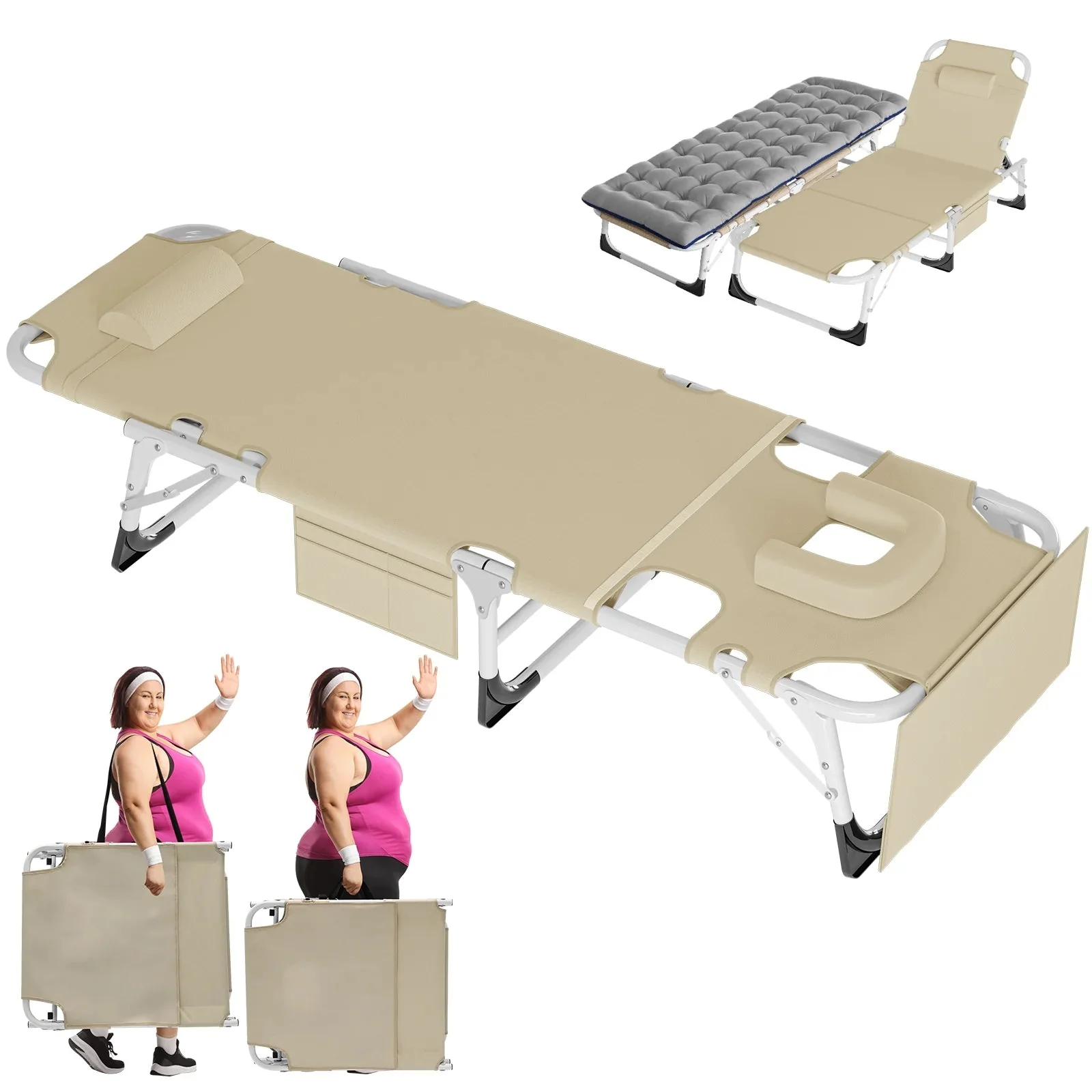 Slsy 5-Position Adjustable Folding Lounge Chair And Cot - 75.2" x 25.6" x 11.8" - Image 103 Slsy 5-Position Adjustable Folding Lounge Chair And Cot - 75.2" x 25.6" x 11.8" - Image 103