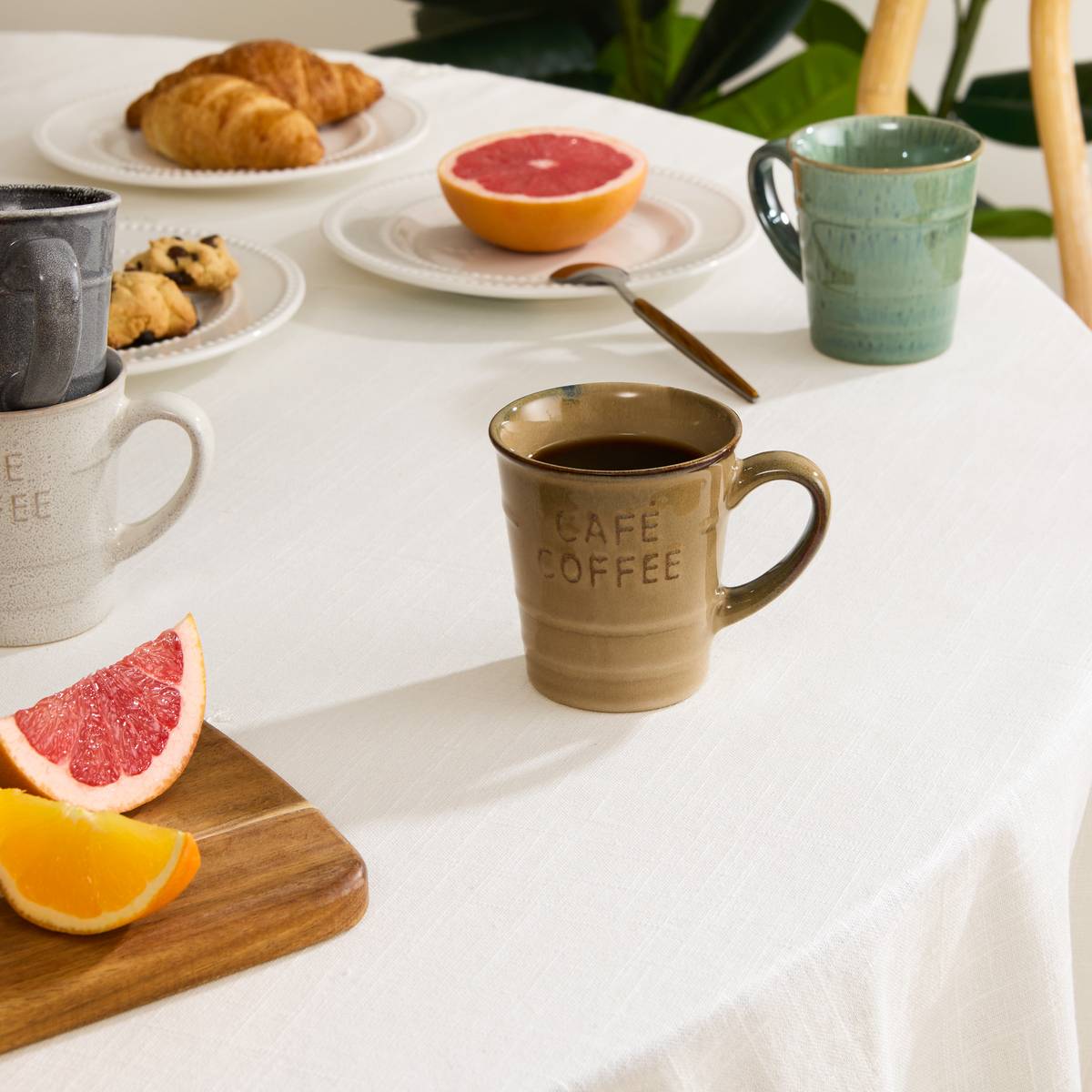 Mug"Cafe" 200 ml, earthenware, Beige