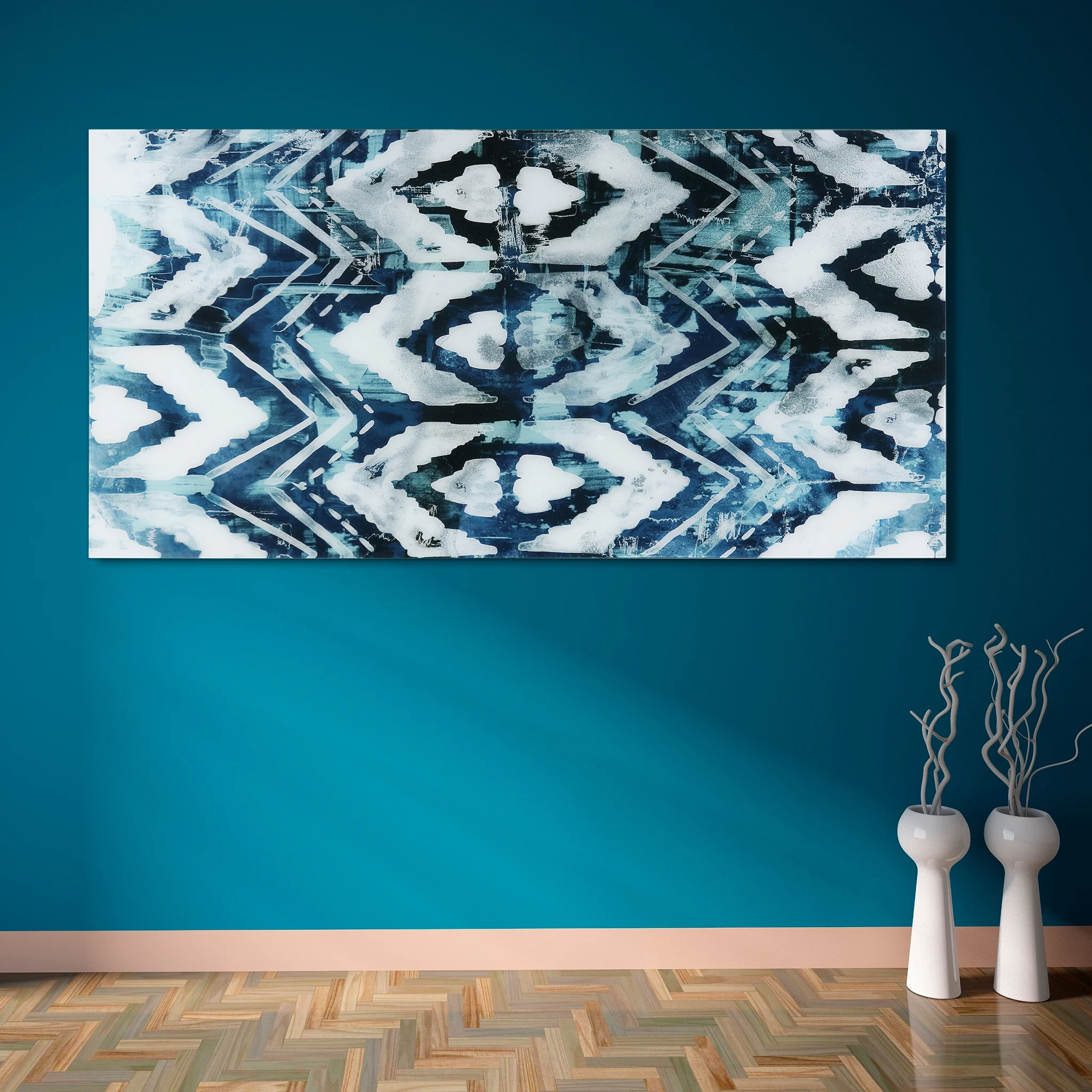 Empire Art Direct Blue Splash Frameless Free Floating Tempered Glass Panel Graphic Wall Art, 72" x 36", Ready to Hang - Image 72