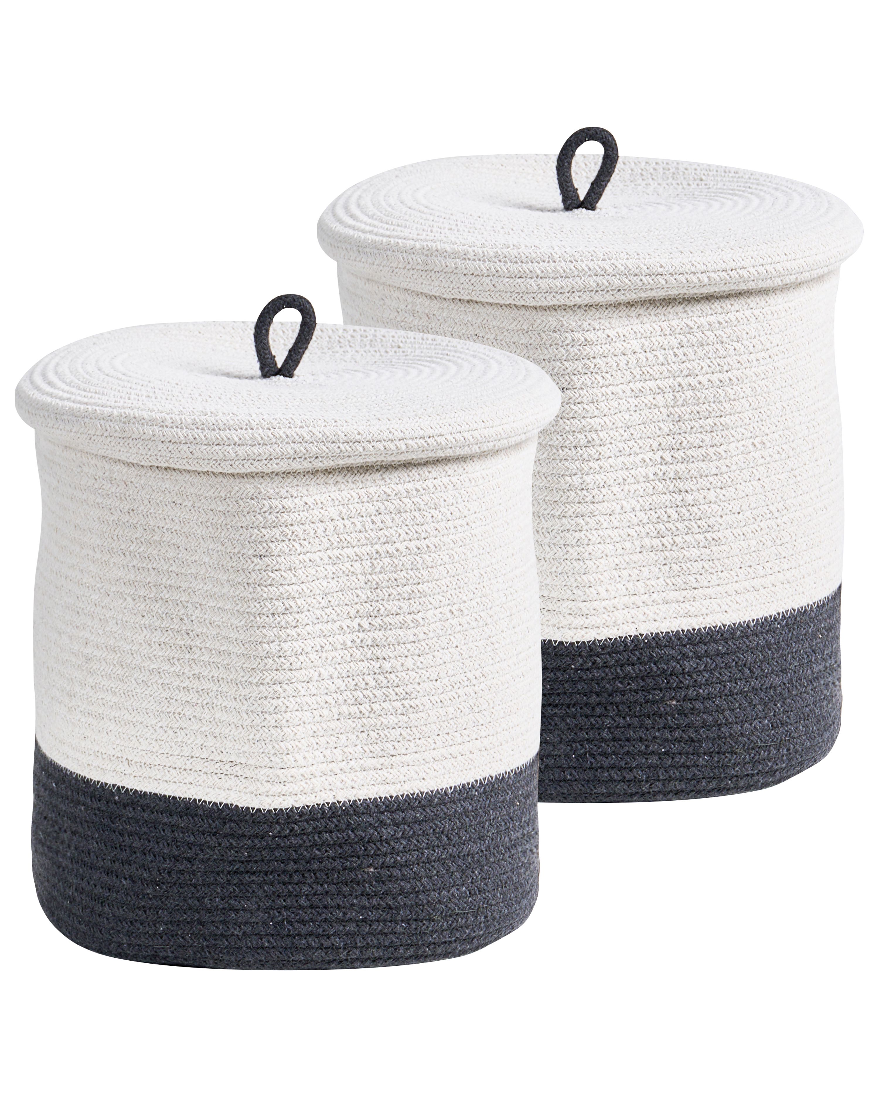 Set of 2 Baskets SILOPI Cotton Grey/ White
