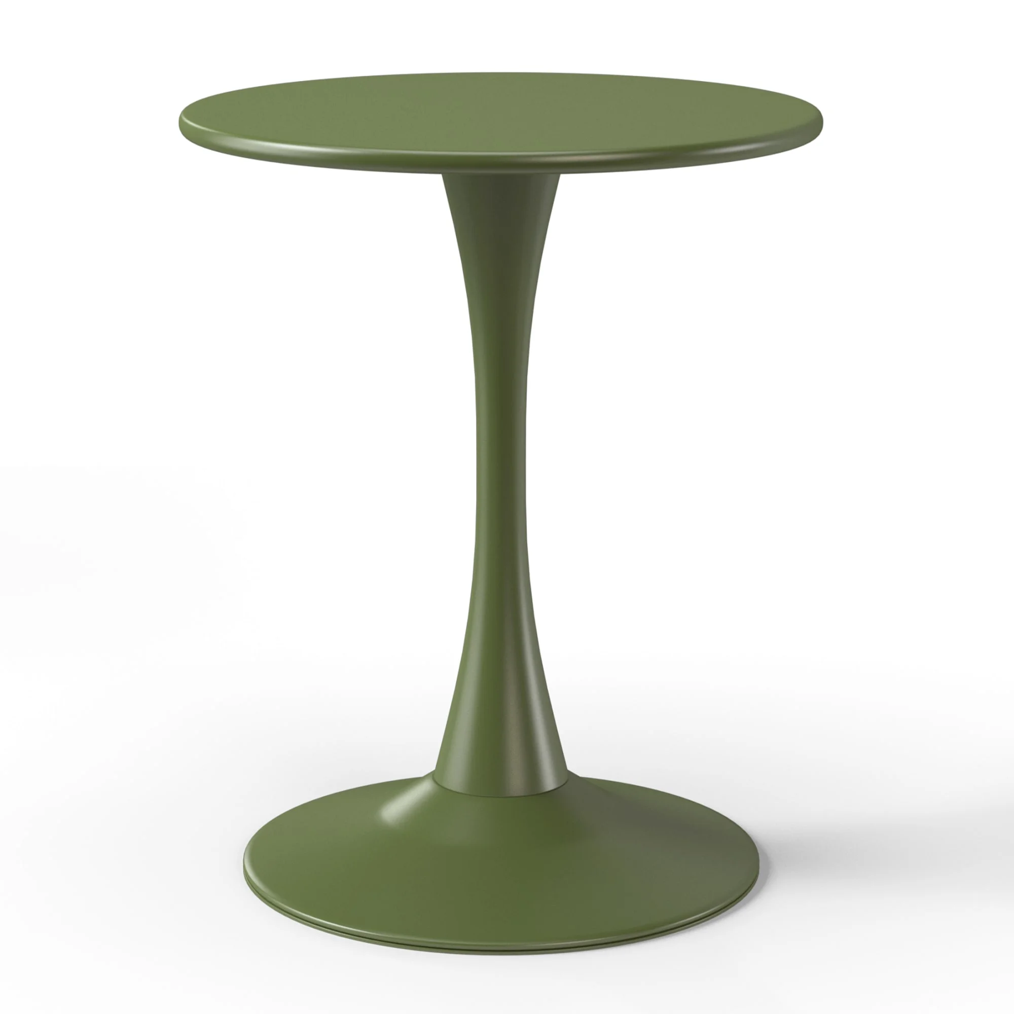 WestinTrends Playa 3-Piece Outdoor Round Metal Dining Table Set And Stackable Resin Patio Dining Side Chairs, Olive Green - Image 12