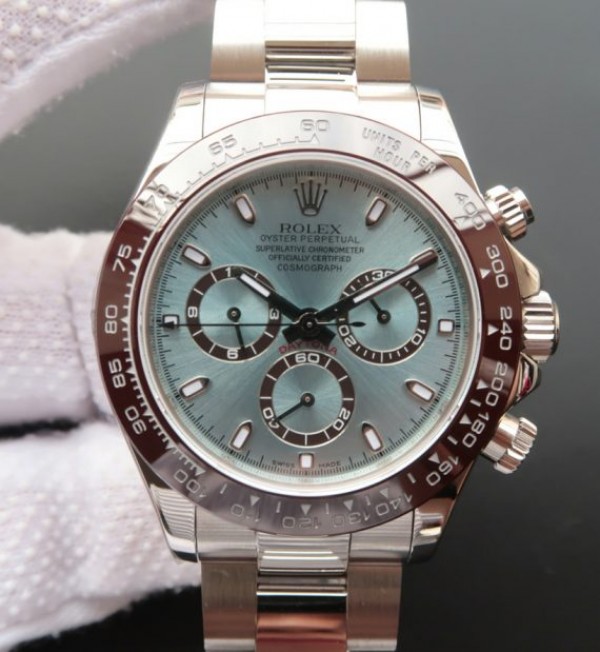 Replica Rolex Daytona 116506 Brown Ceramic Bezel Deep Ice Blue Dial SS Bracelet A4130 - Elite Watch Atelier