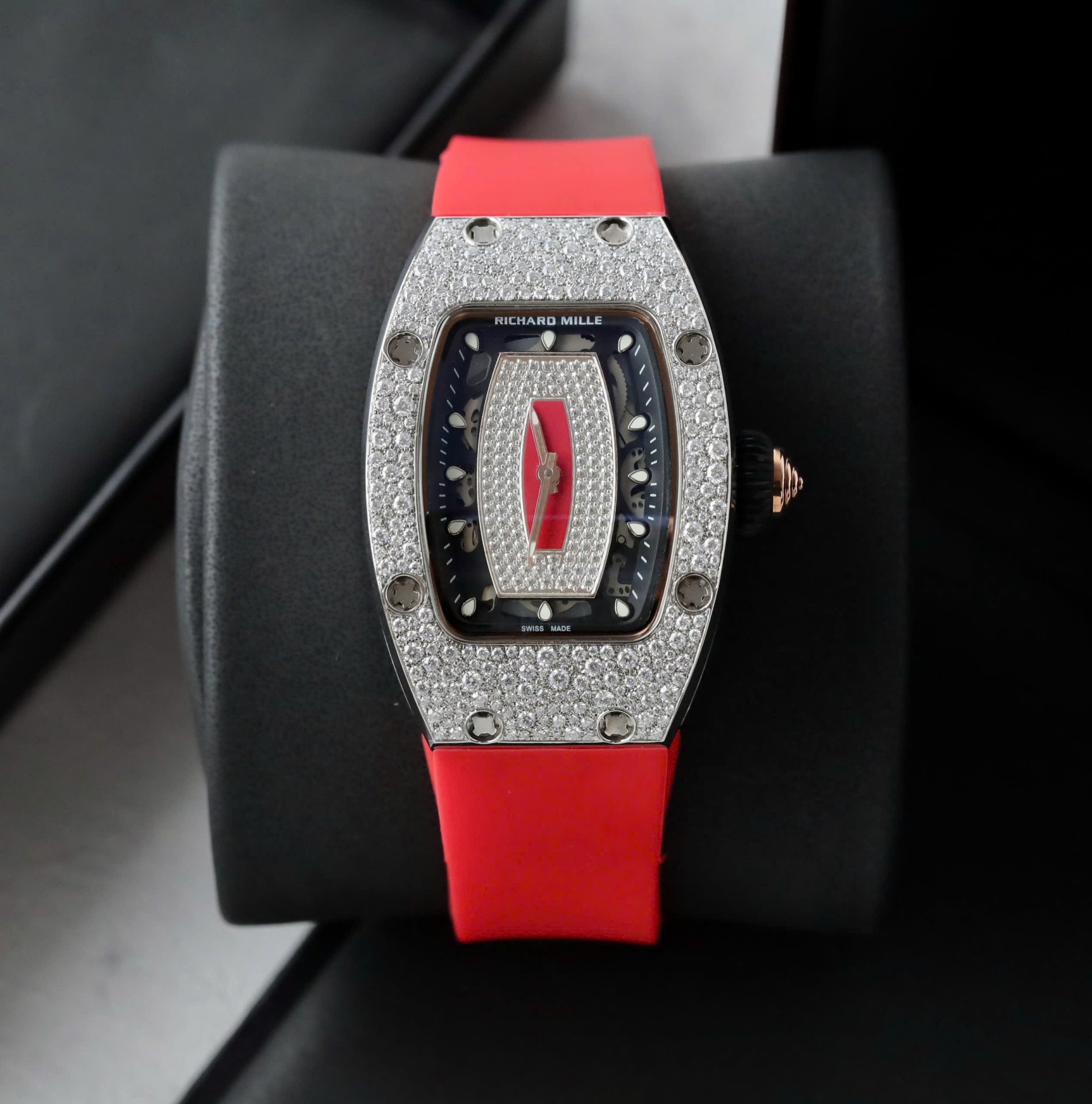 Richard Mille RM007 Red Replica Watch Diamond Moissanite Hong Kong Custom 36mm - Top club