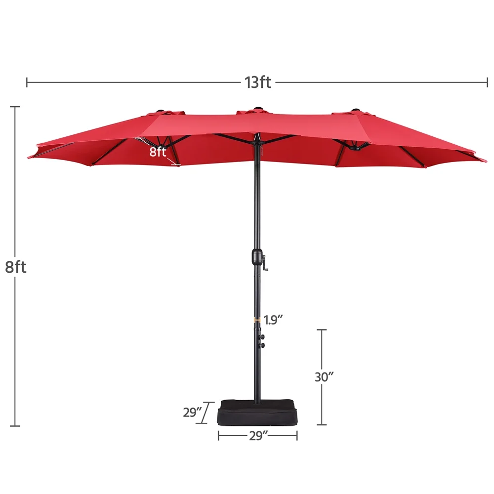 Topeakmart 13ft Patio Parasol Canopy with Crank, Tan - Image 25