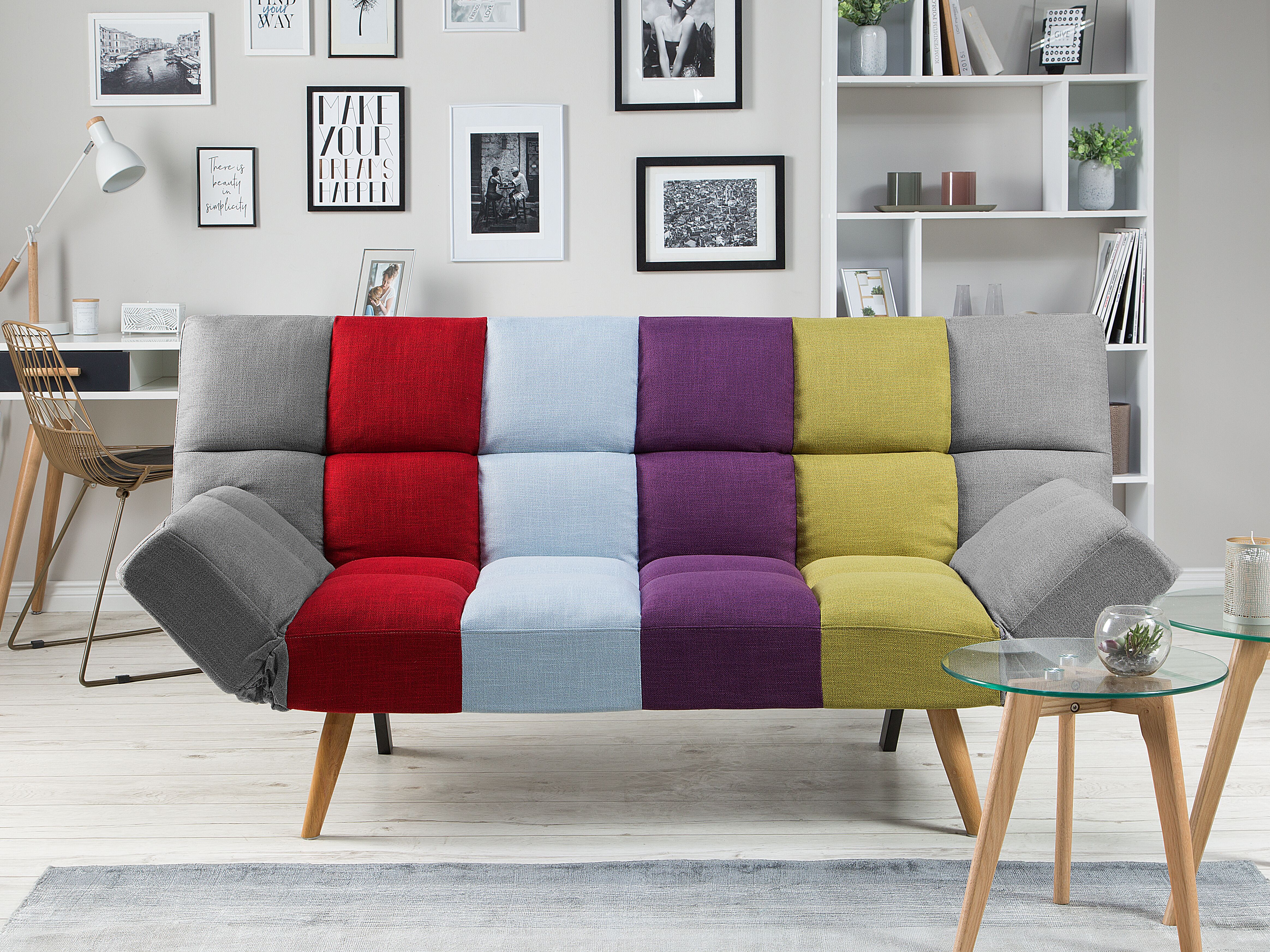 Sofa Bed 2 Seater INGARO Fabric Multicolour