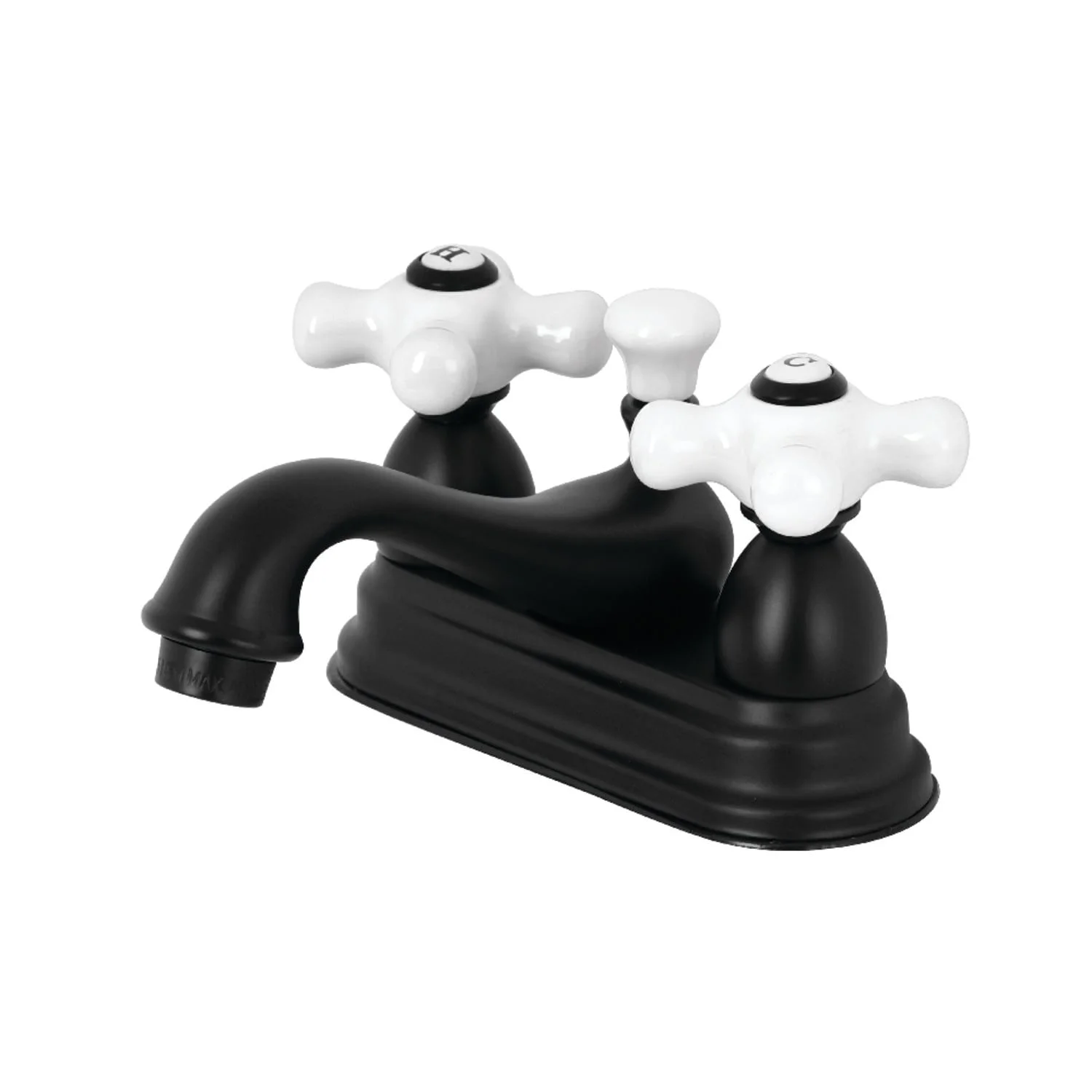 Kingston Brass  Restoration Two-Handle 3-Hole Deck Mount 4 in. Centerset Bathroom Faucet Matte Black Matte
