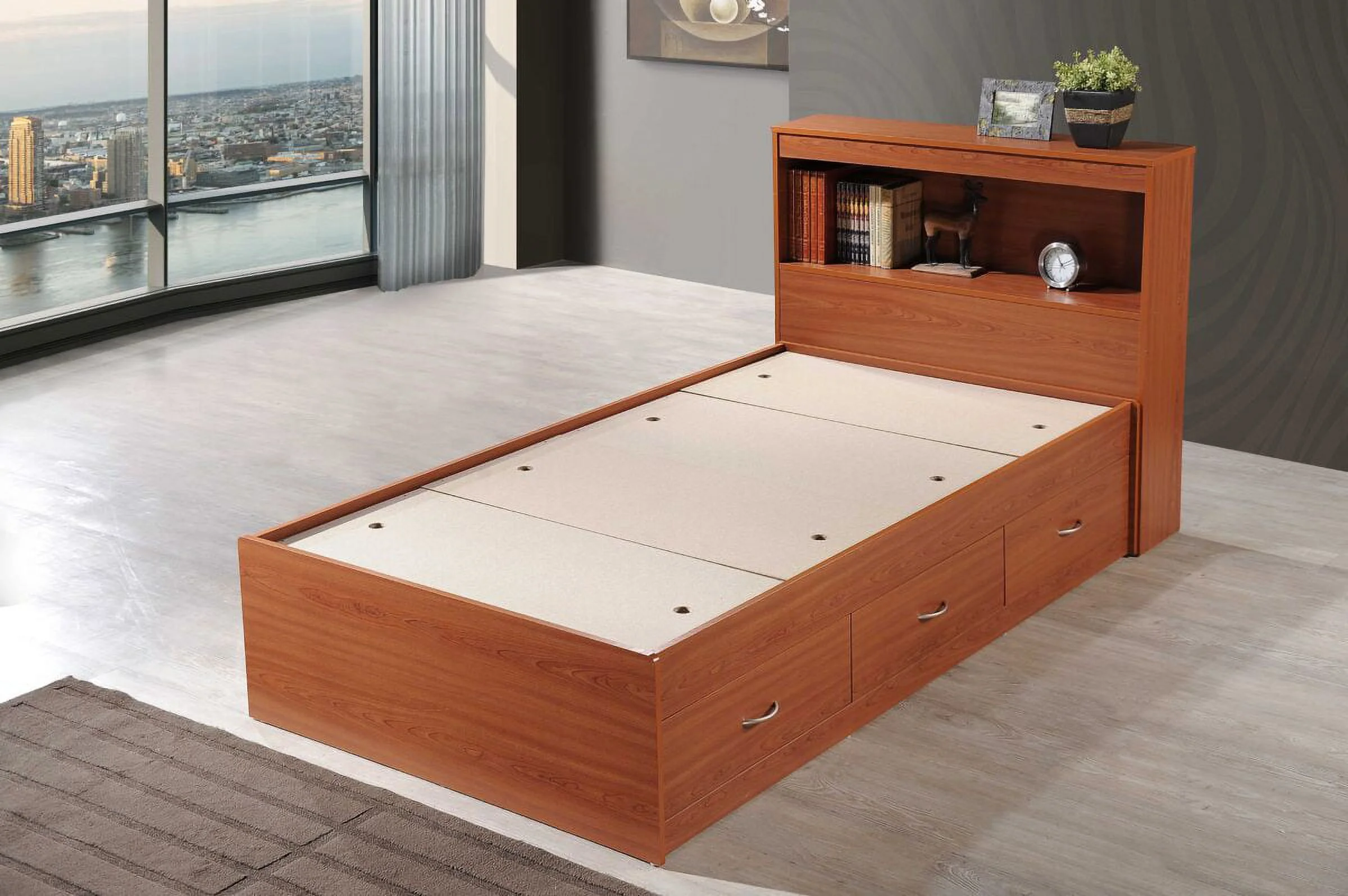 Hodedah Twin-Size Captain Bed with 3-Drawers and Headboard in White - Image 41