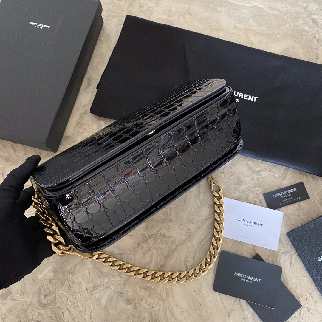ELISE SHOULDER BAG IN ALLIGATOR-EMBOSSED PATENT LEATHER1:1High-quality replica
