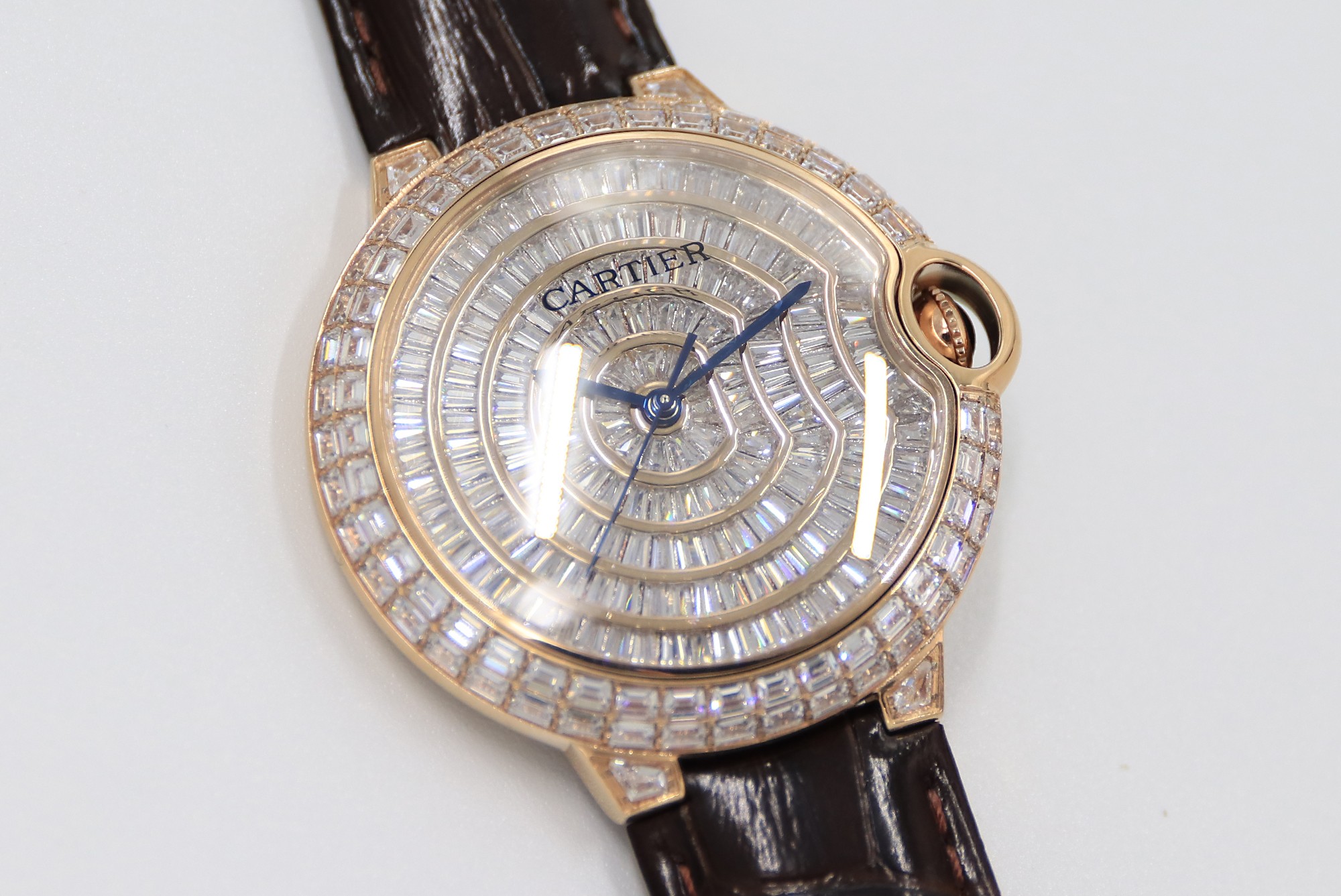 Cartier Blue Balloon Square Diamonds Full Sky Watch-Rose Gold-Leather-42mm(1:1 replica) - Top club