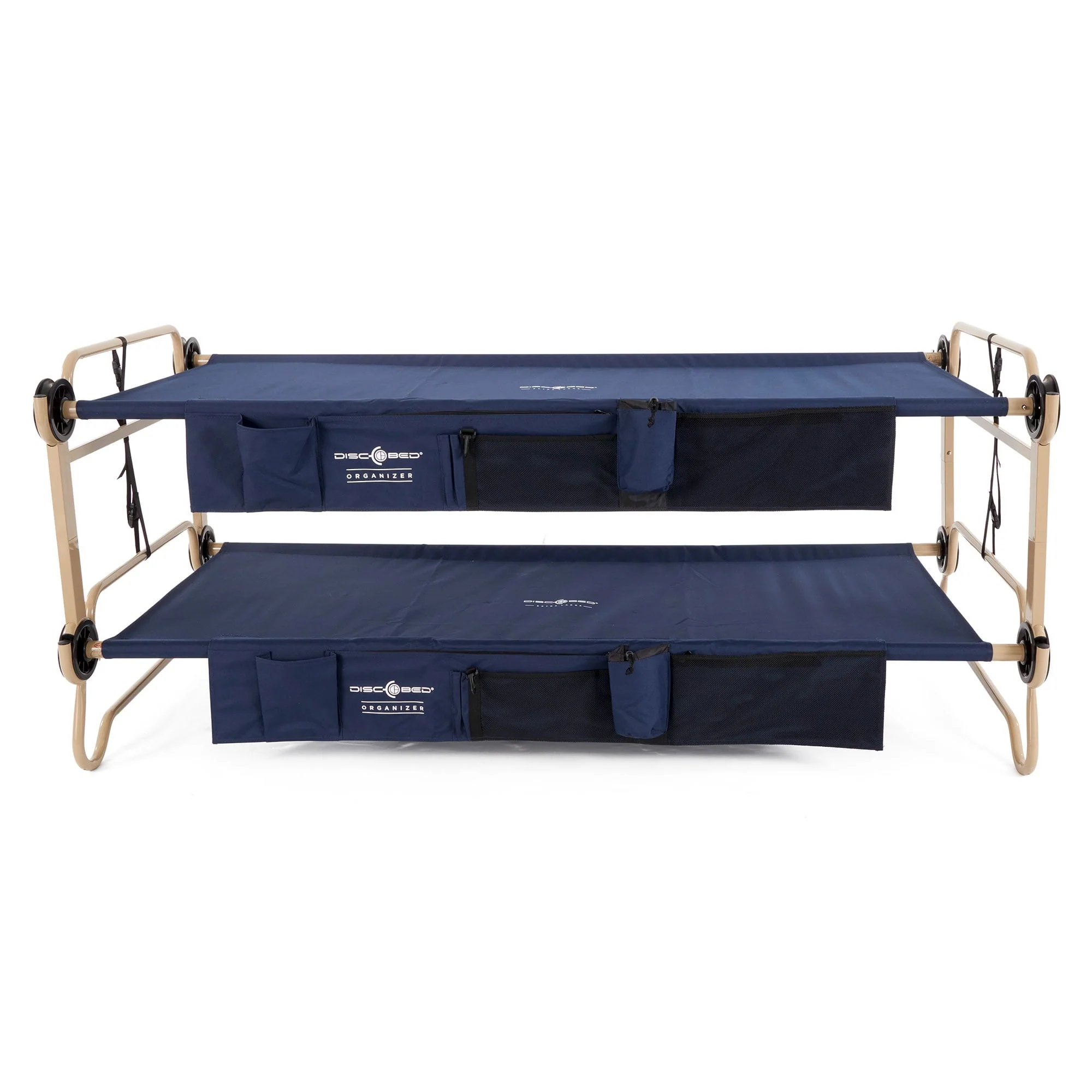 Disc-O-Bed XL Cam-O-Bunk Benchable Double Cot with Storage Organizers, Navy - Image 9
