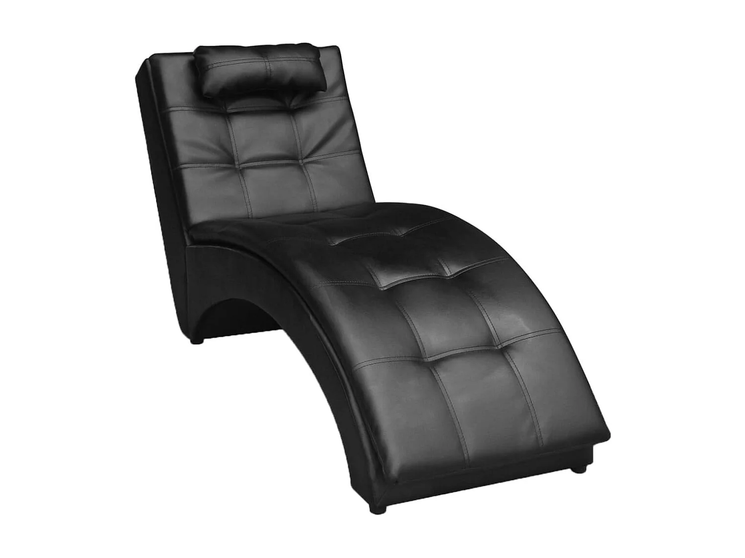 Monique-Aline  Chaise longue avec oreiller Noir Similicuir