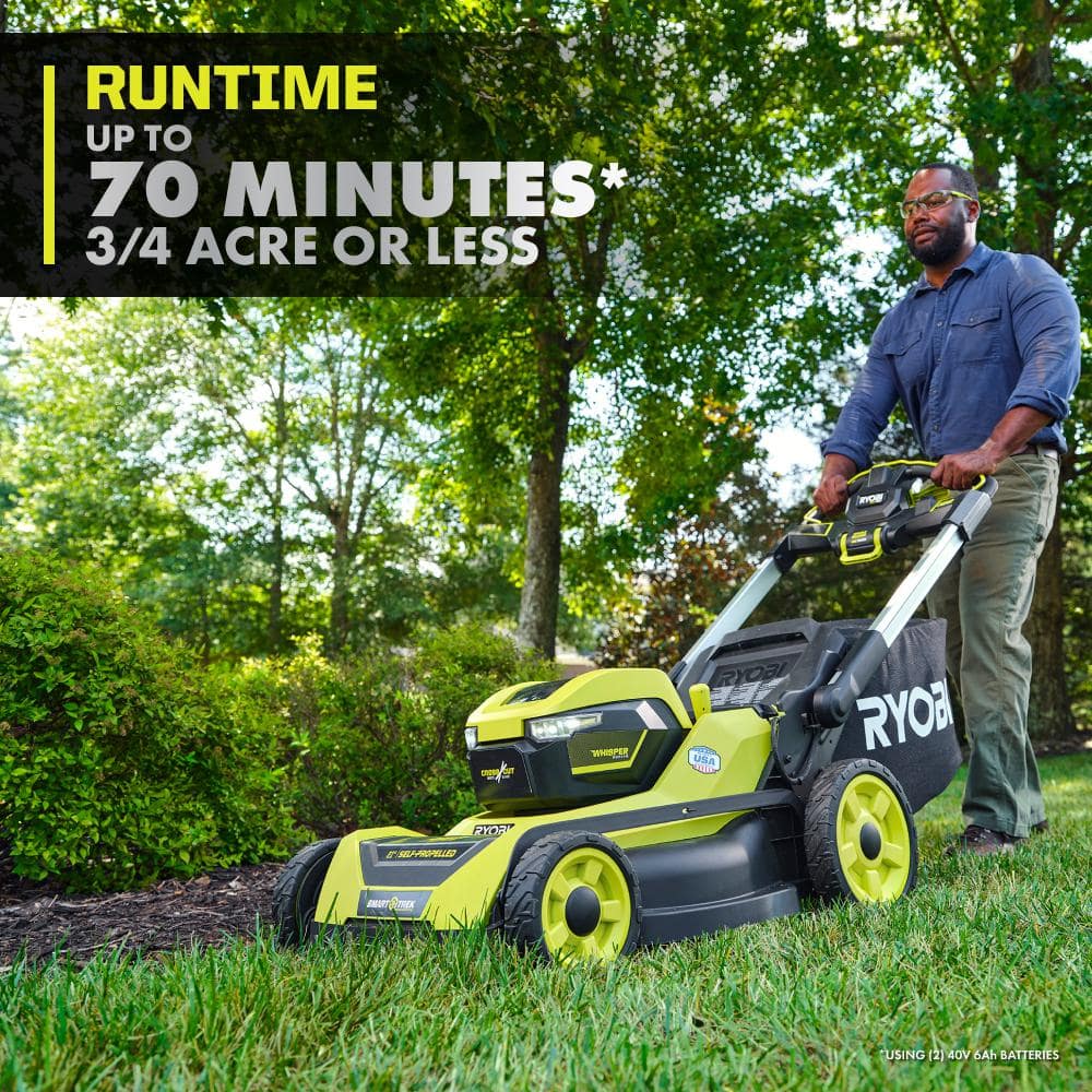 Ryobi 40V HP Brushless 21-in Self-Propelled AWD Lawn Mower – Whisper Series – Includes (2) 6.0Ah Batteries and Charger - Image 13